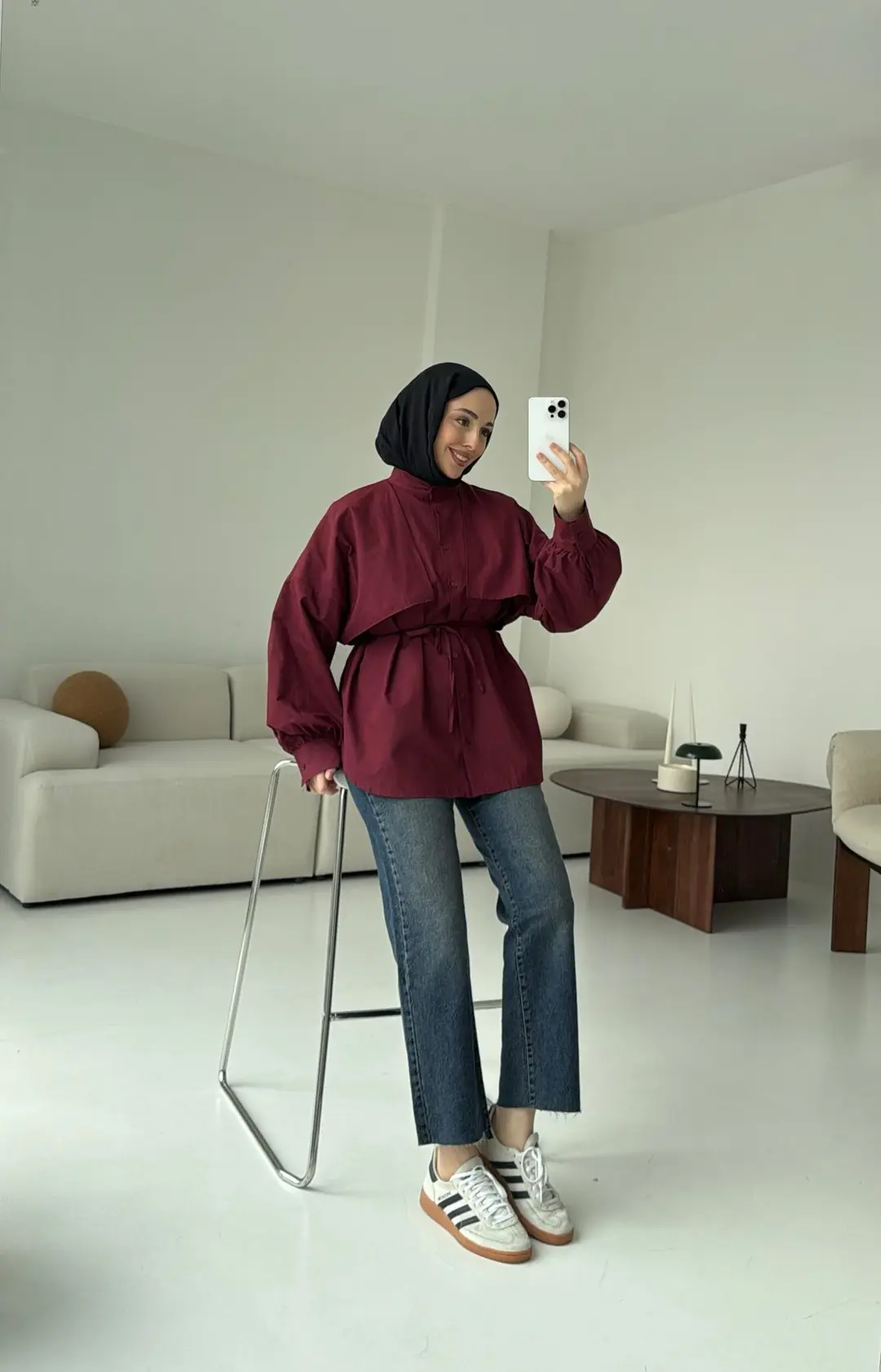 Bordo Bağlamalı Gömlek - Görsel 3