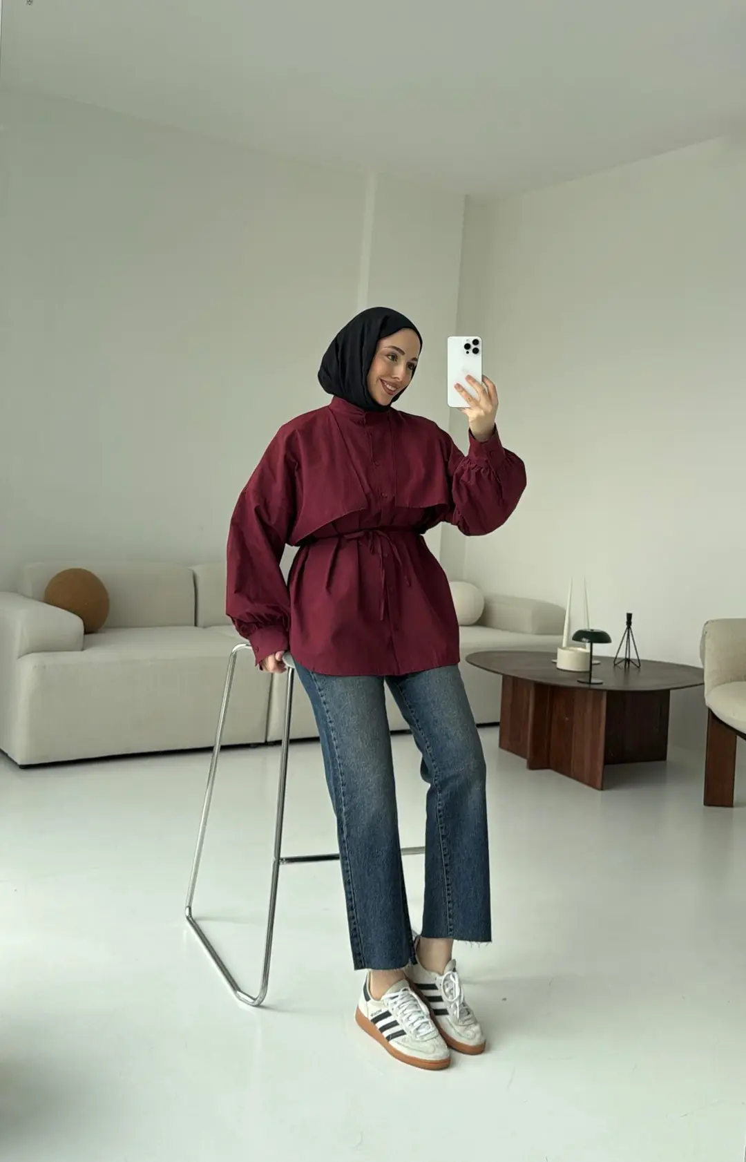 Bordo Bağlamalı Gömlek - Görsel 3