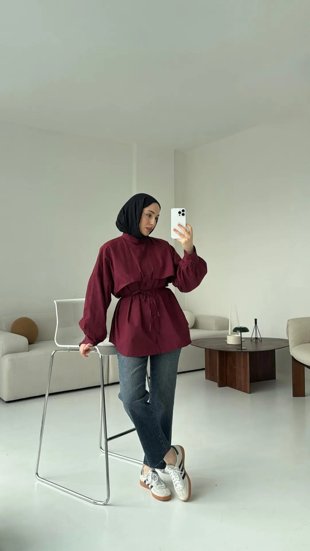 Bordo Bağlamalı Gömlek - Görsel 4