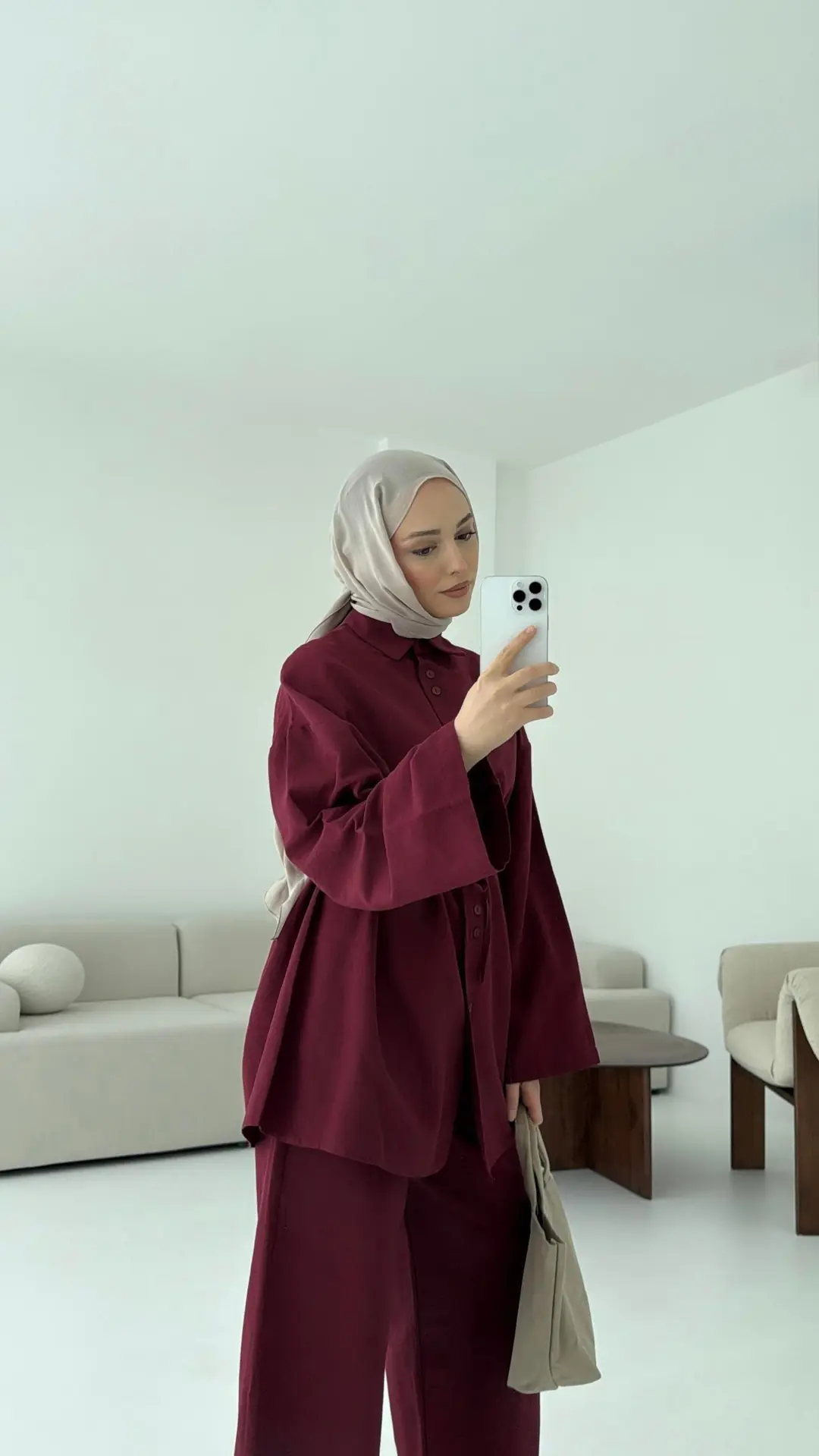 Bordo Keten Takım - Görsel 2