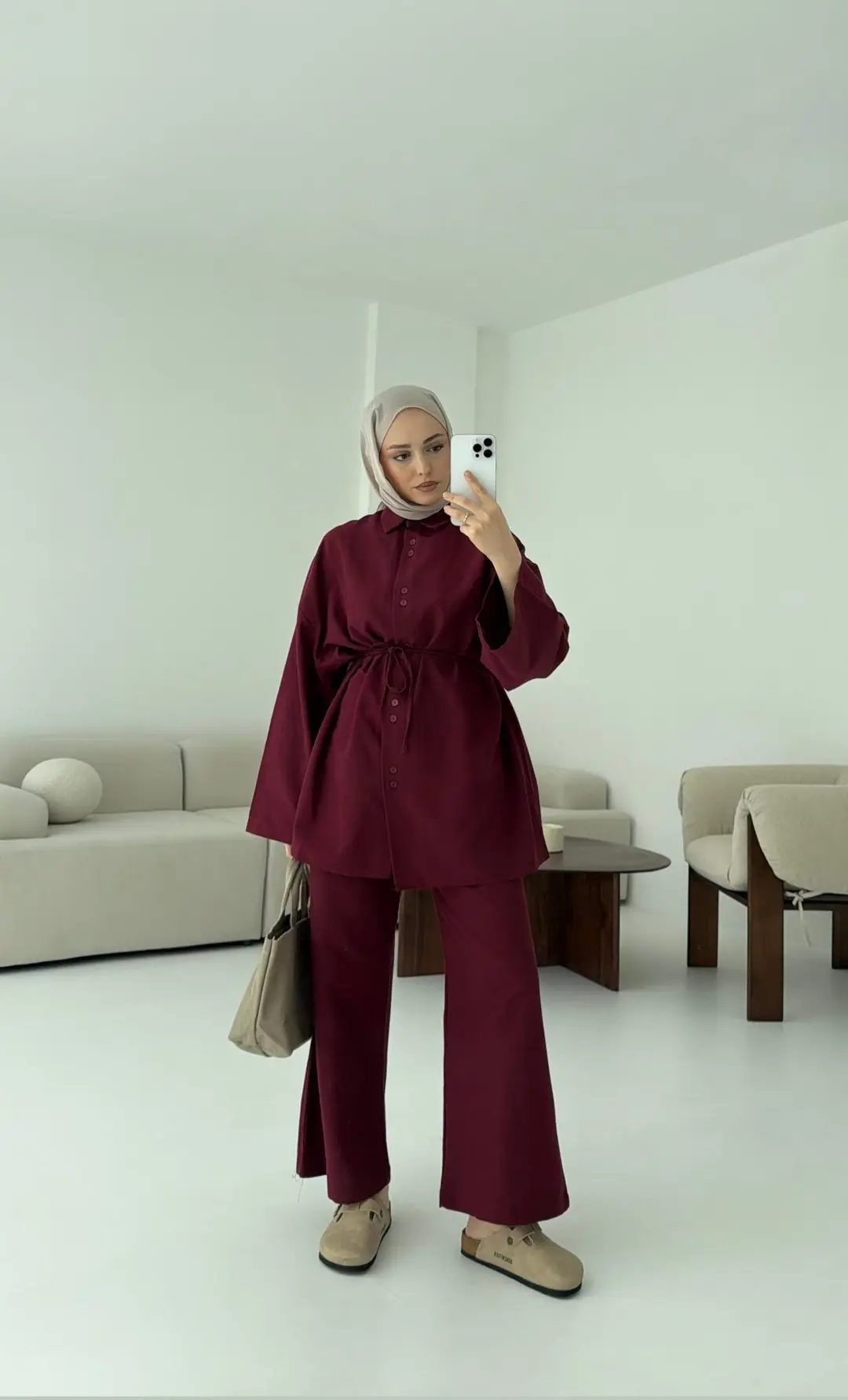 Bordo Keten Takım - Görsel 5