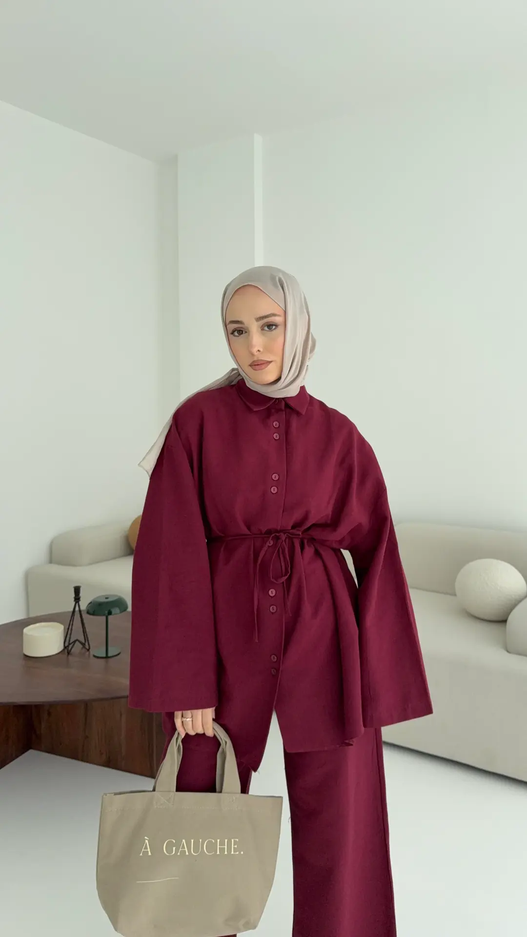 Bordo Keten Takım - Görsel 6