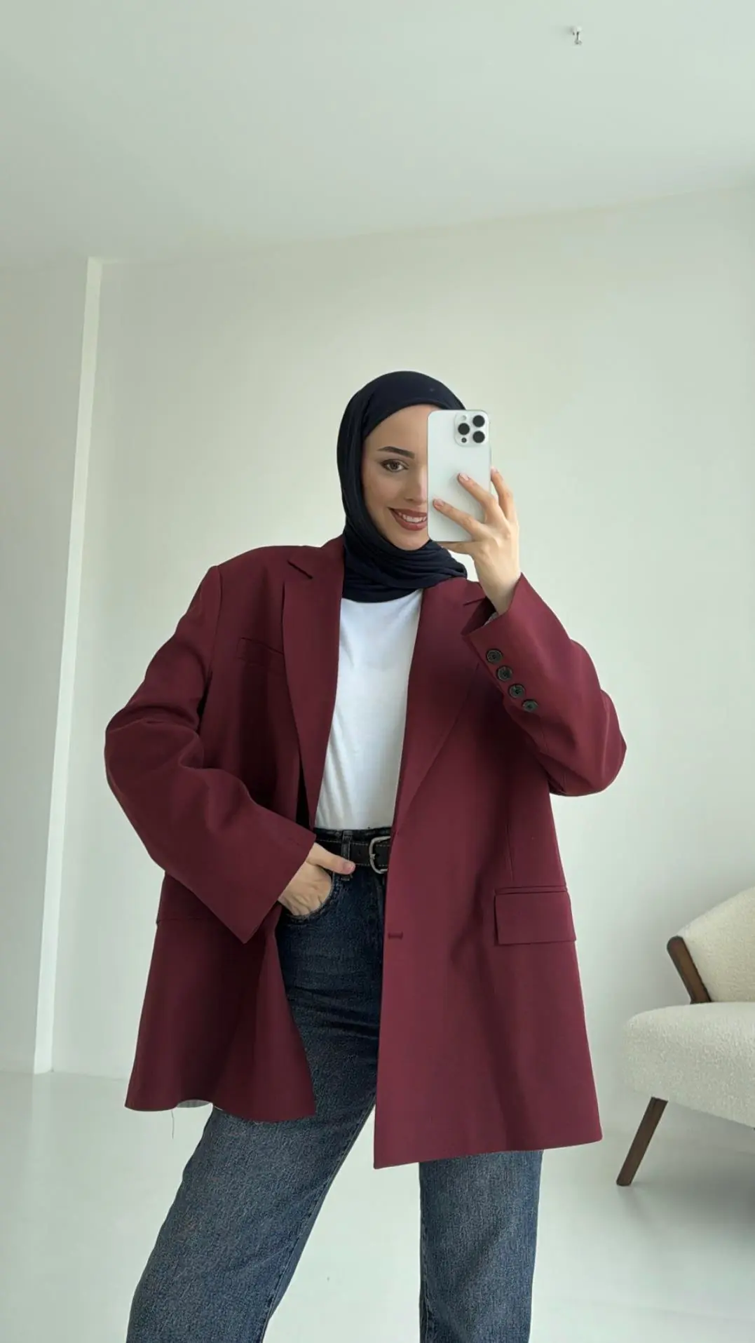 Bordo Oversize Premium Blazer Ceket