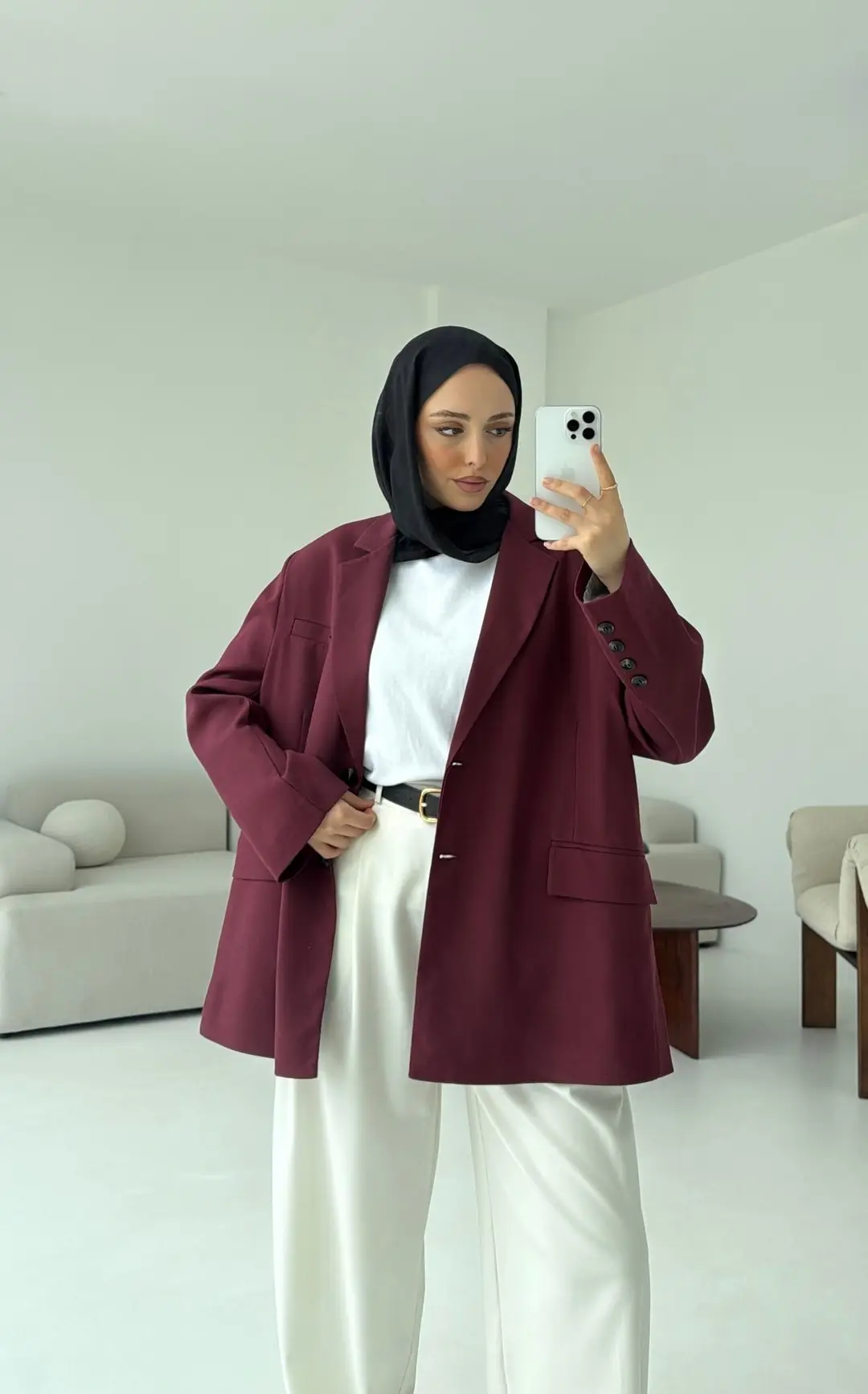 Bordo Oversize Premium Blazer Ceket