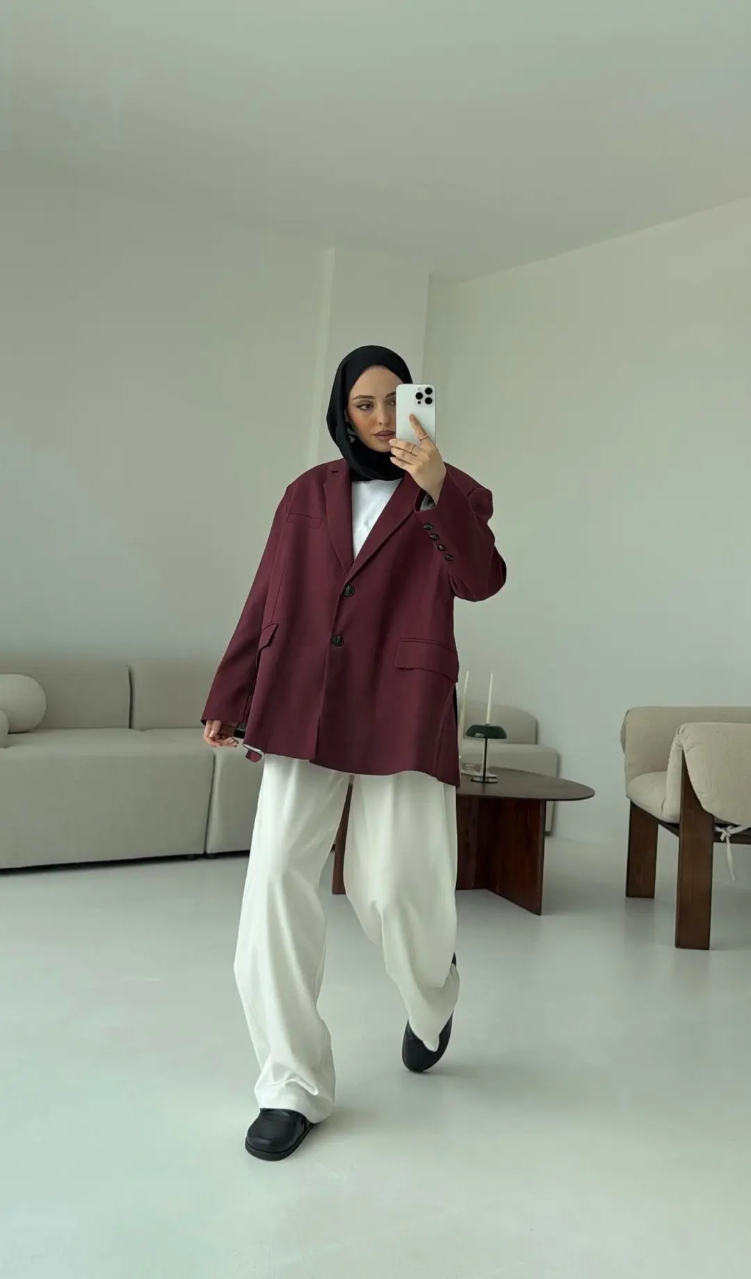 Bordo Oversize Premium Blazer Ceket - Görsel 4