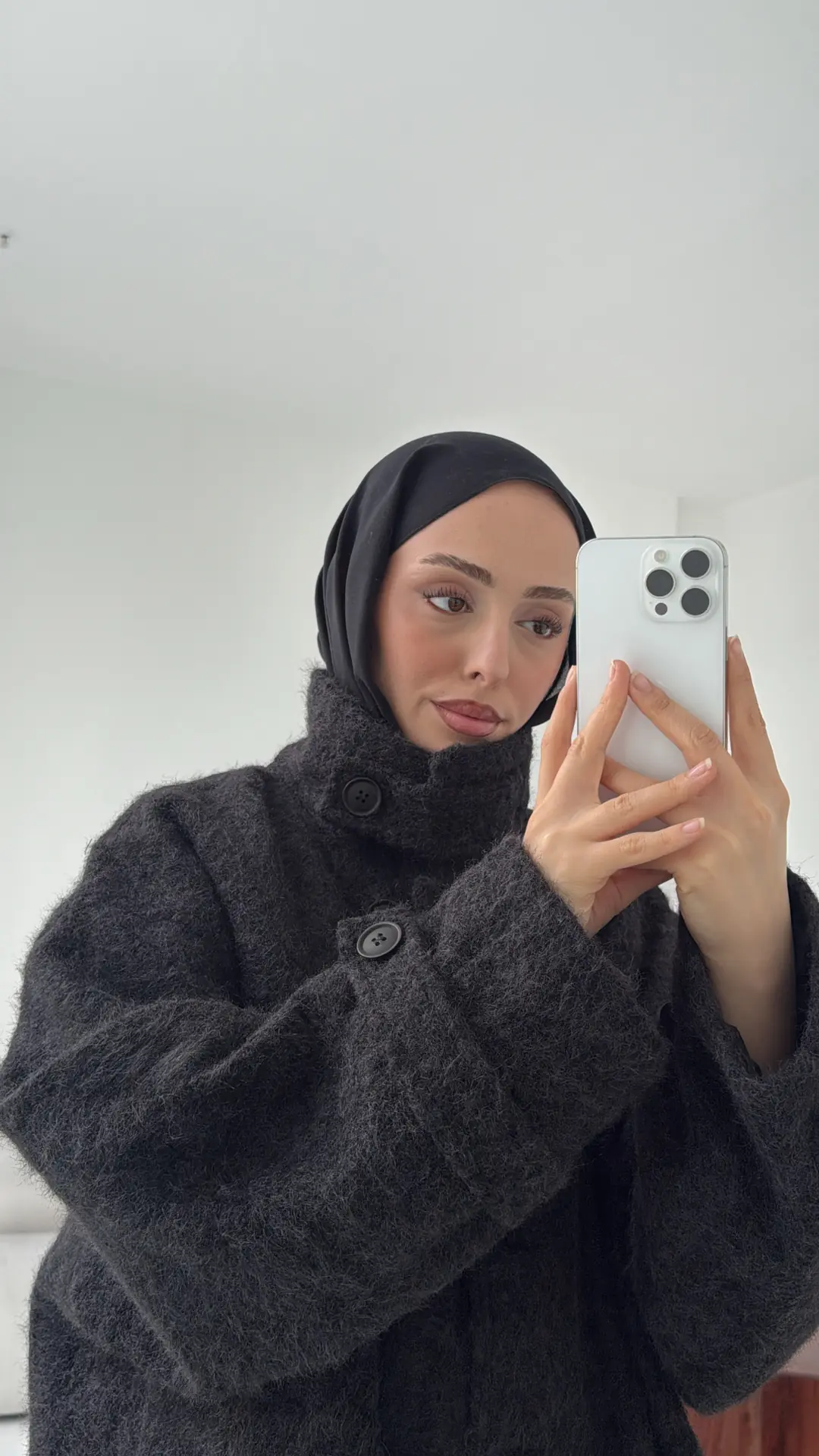 Boucle Yaka Detay Kaban Siyah - Görsel 2