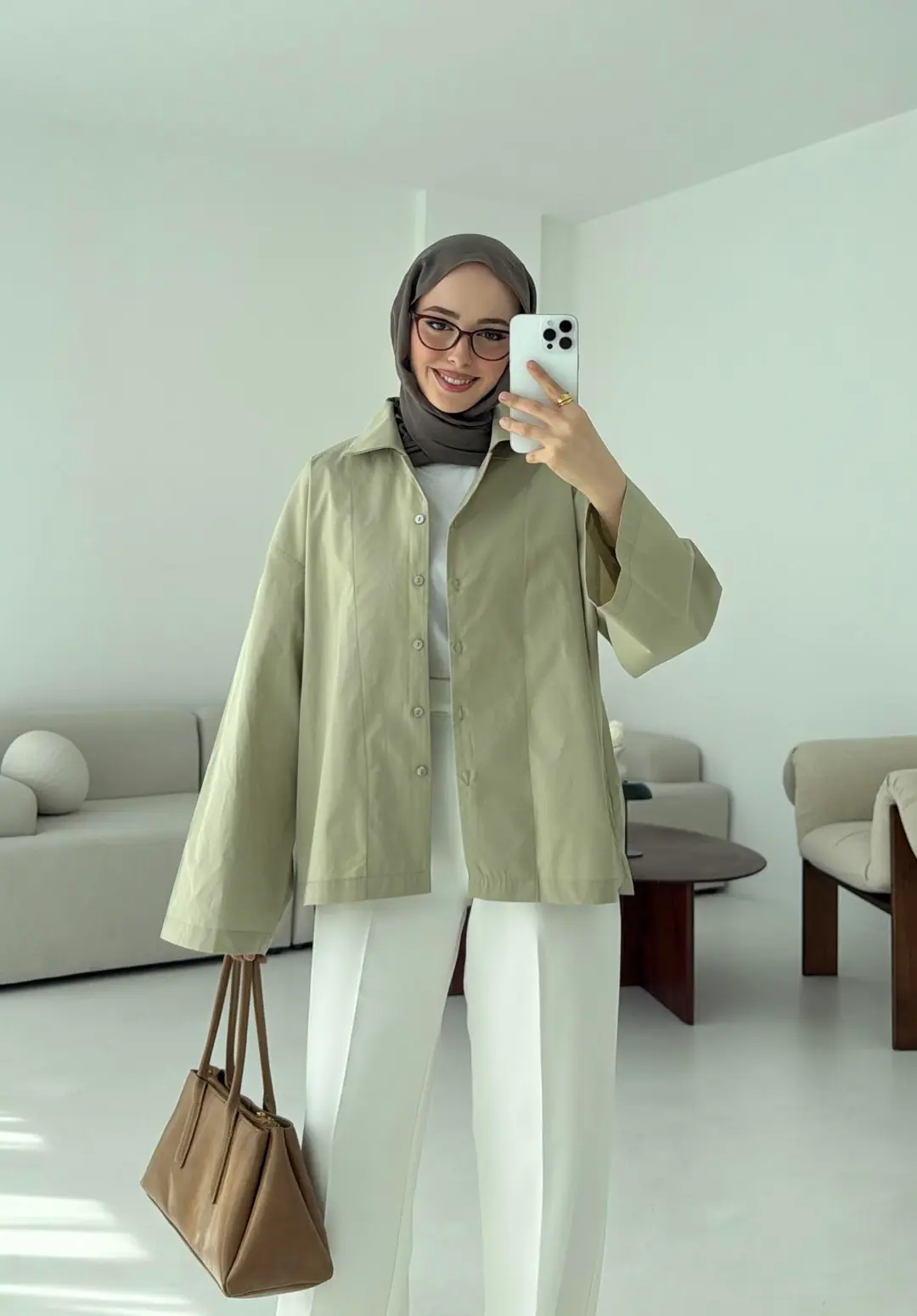 Boxfıt Acık Haki Gömlek - Görsel 8