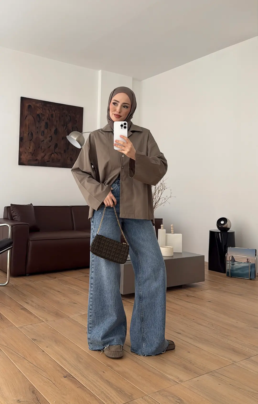 Boxfıt Gömlek Koyu Vizon - Görsel 3