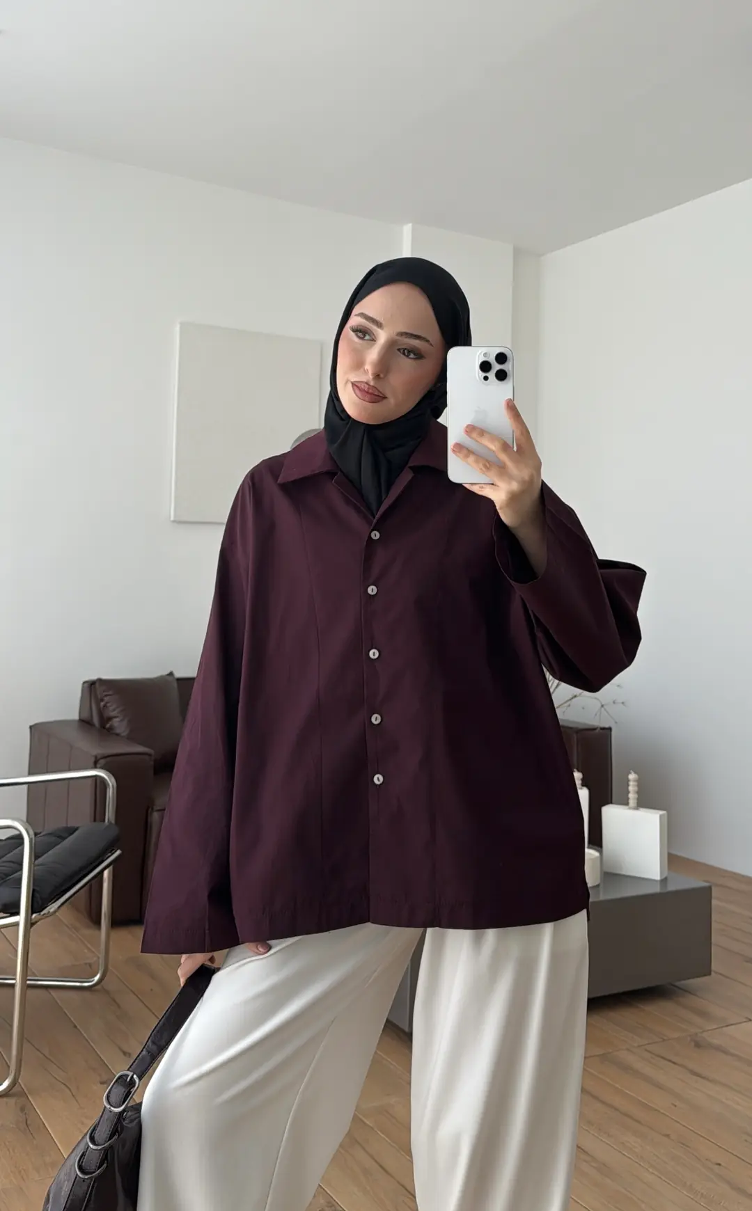 Boxfıt Gömlek Mürdüm - Görsel 4