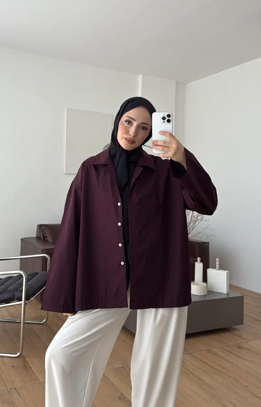 Boxfıt Gömlek Mürdüm - Görsel 5