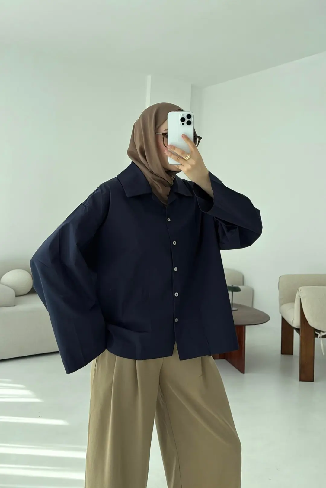 Boxfıt Lacivert Gömlek - Görsel 9