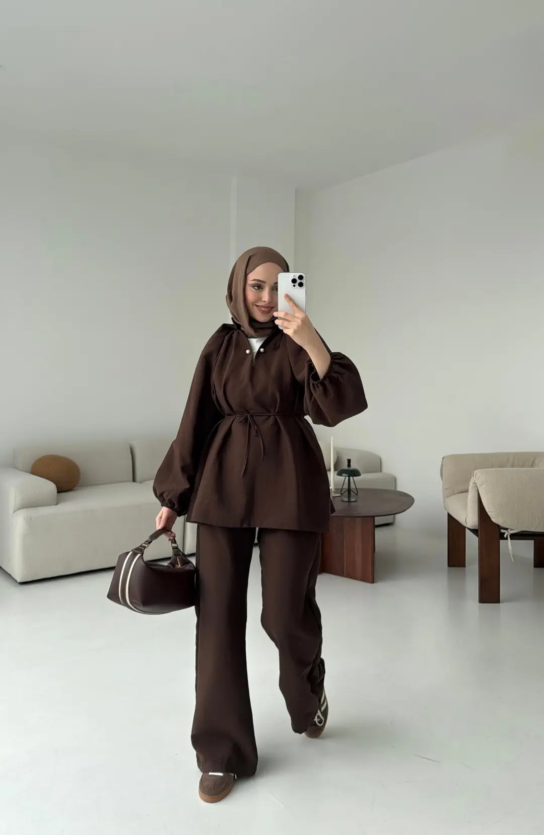 Broş Detaylı Takım Kahve - Görsel 2