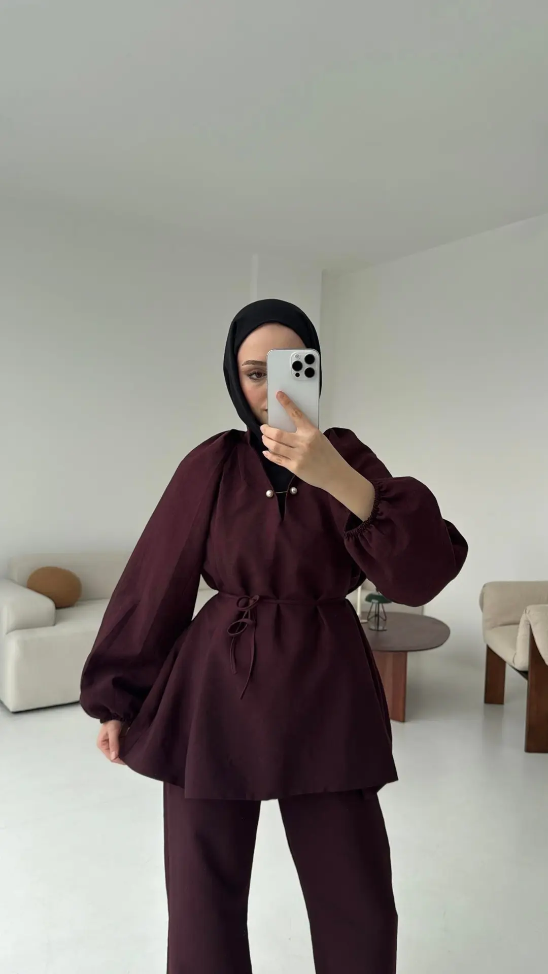 Broş Detaylı Takım Mürdüm - Görsel 2