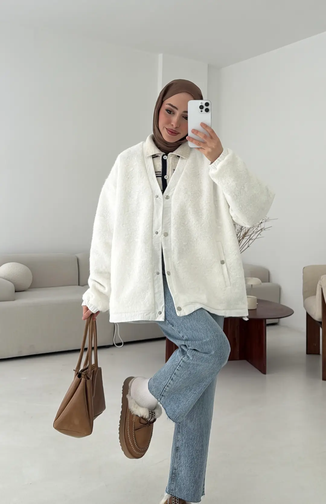 Buklet Bomber Ceket Beyaz - Görsel 9