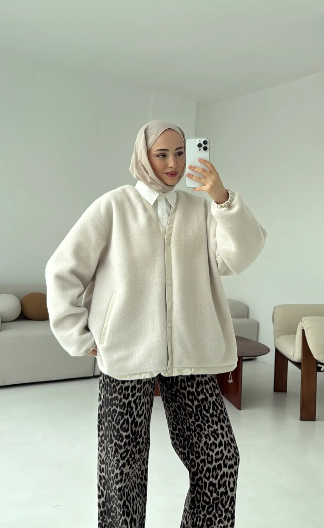 Buklet Bomber Ceket Krem - Görsel 5