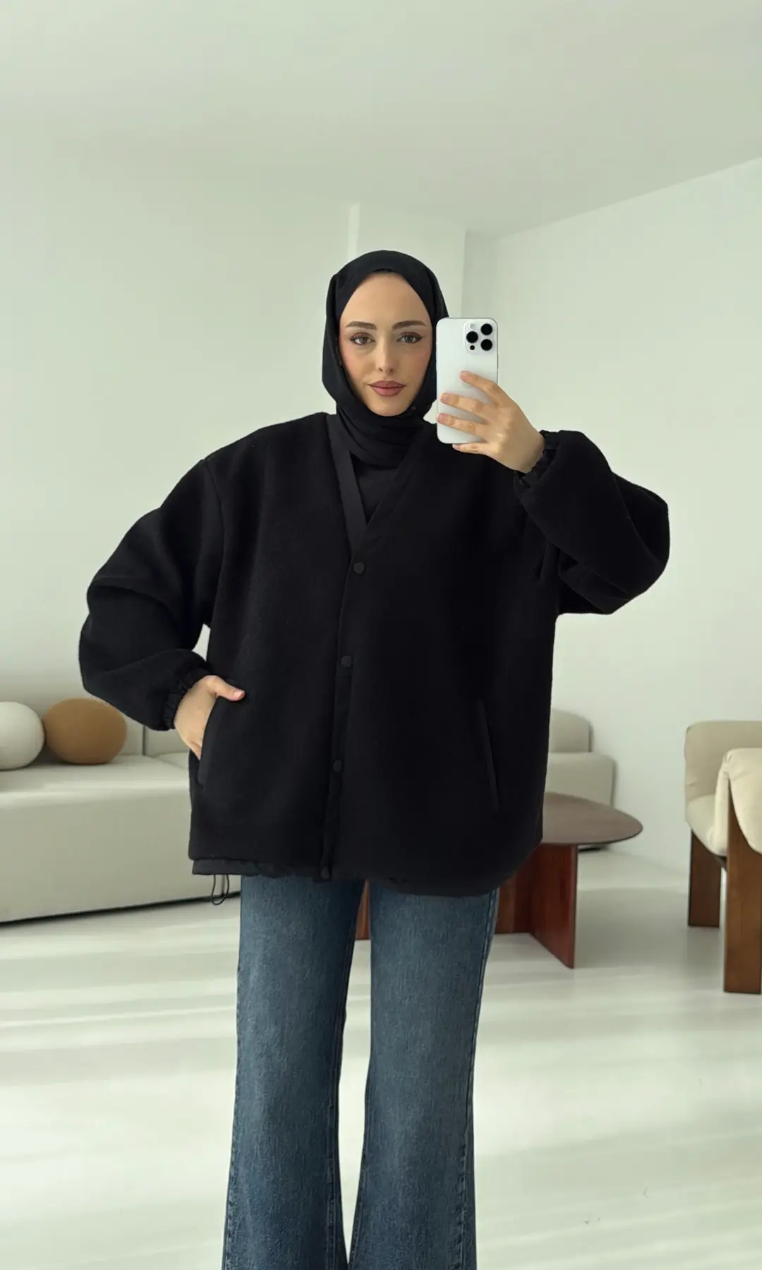 Buklet Bomber Ceket Siyah - Görsel 5