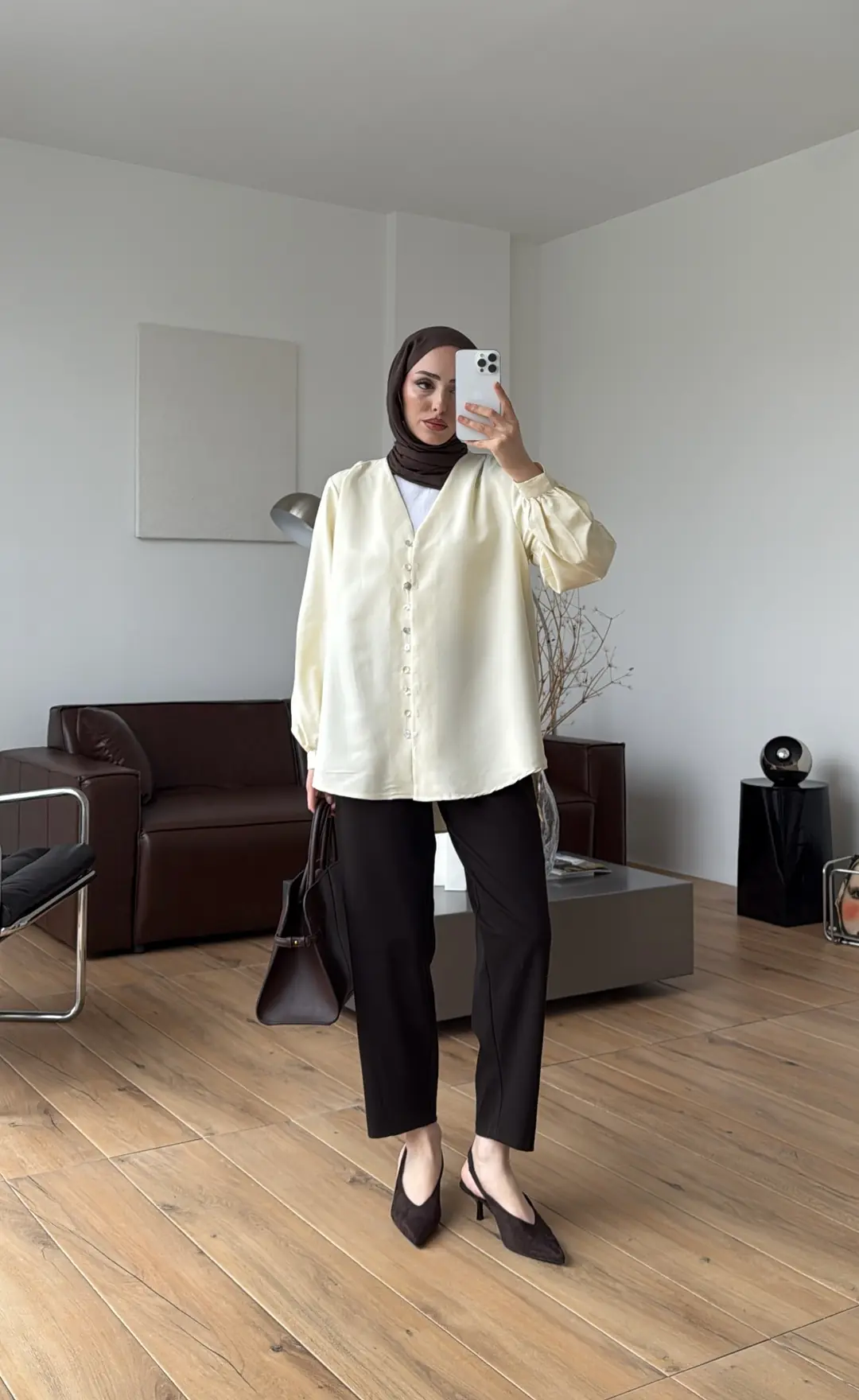 Büzgü Detaylı Dökümlü Gömlek Sarı