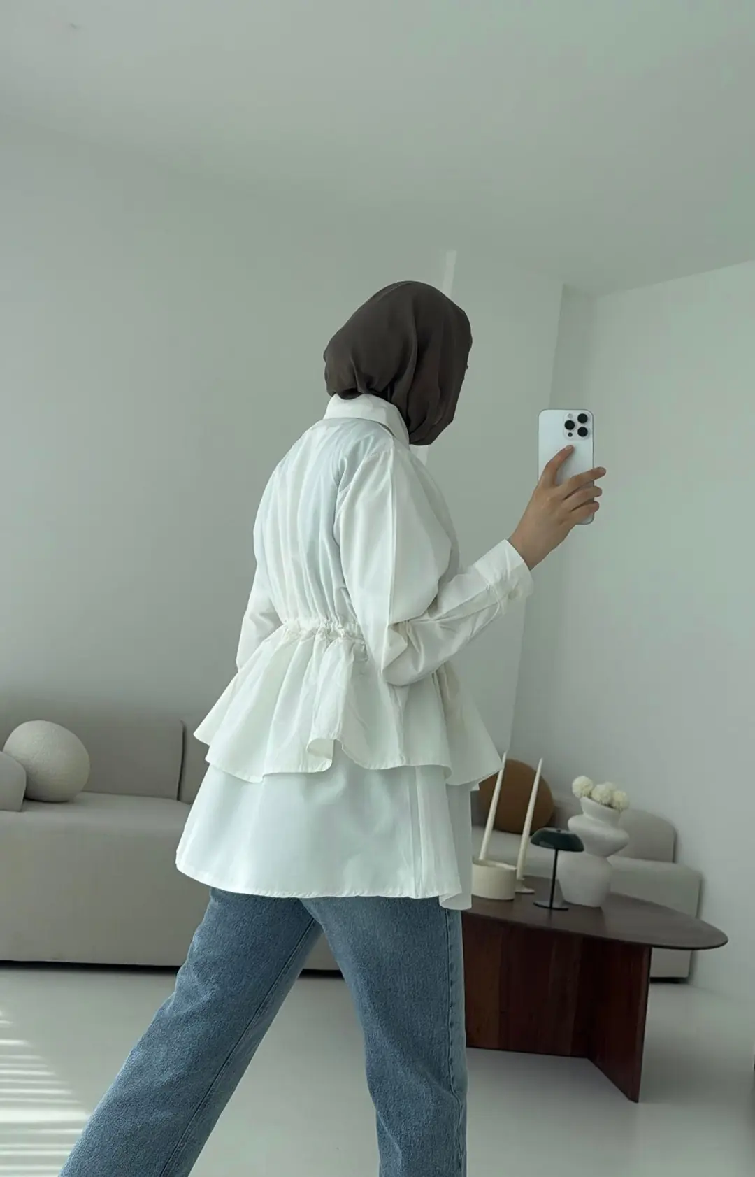 Büzgülü Gömlek Beyaz - Görsel 2