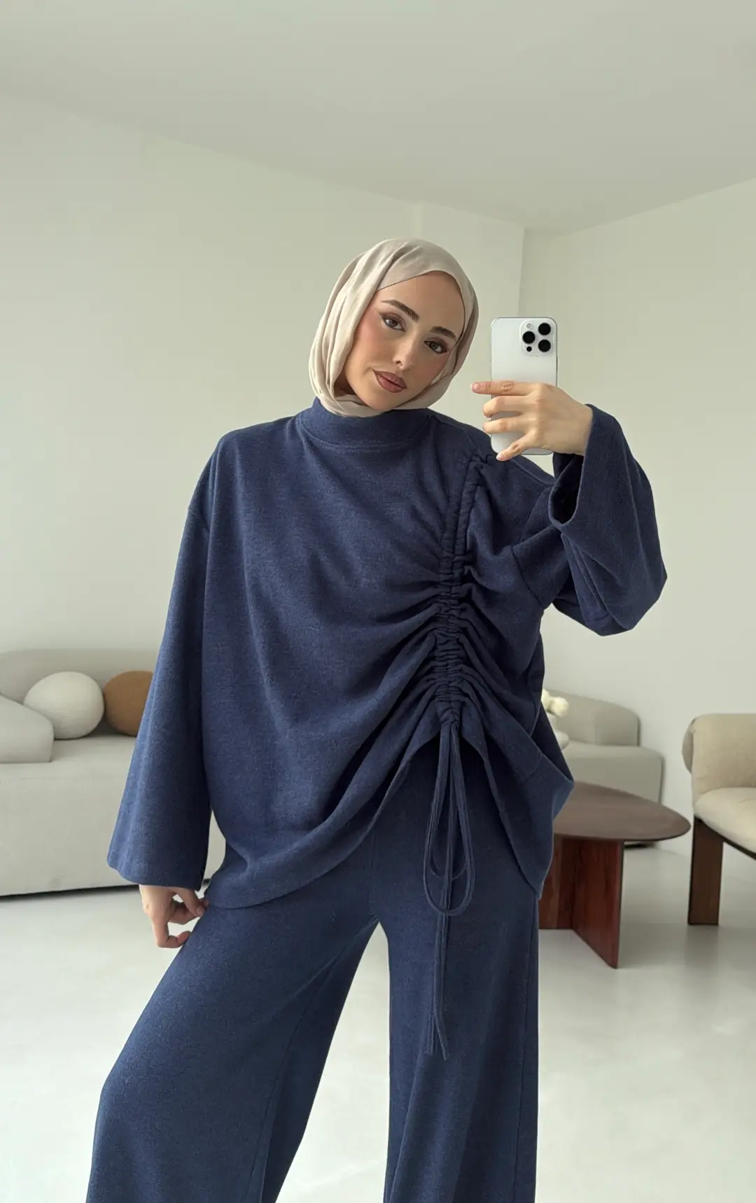 Büzgülü Takım Lacivert - Görsel 7