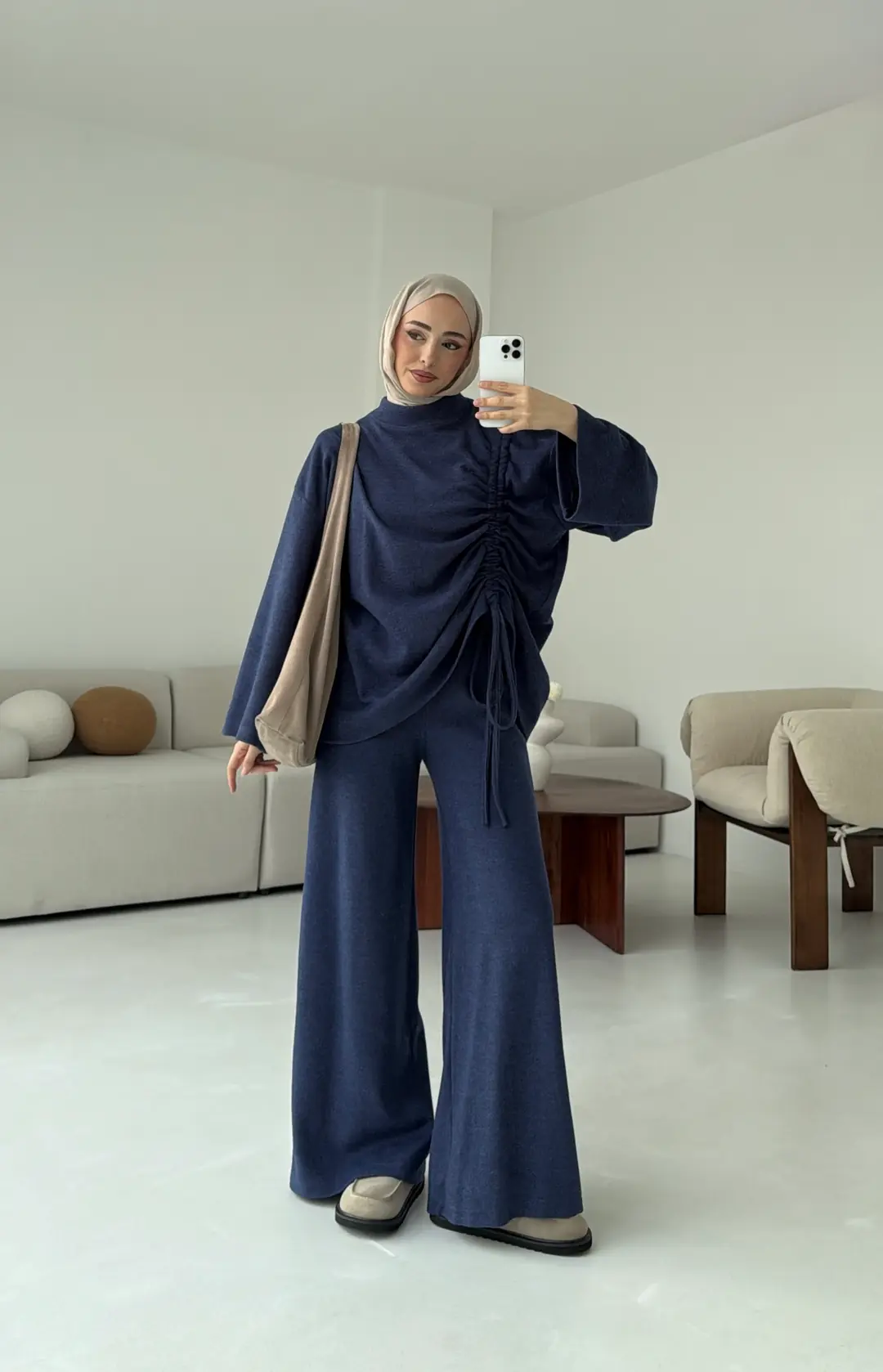 Büzgülü Takım Lacivert - Görsel 8