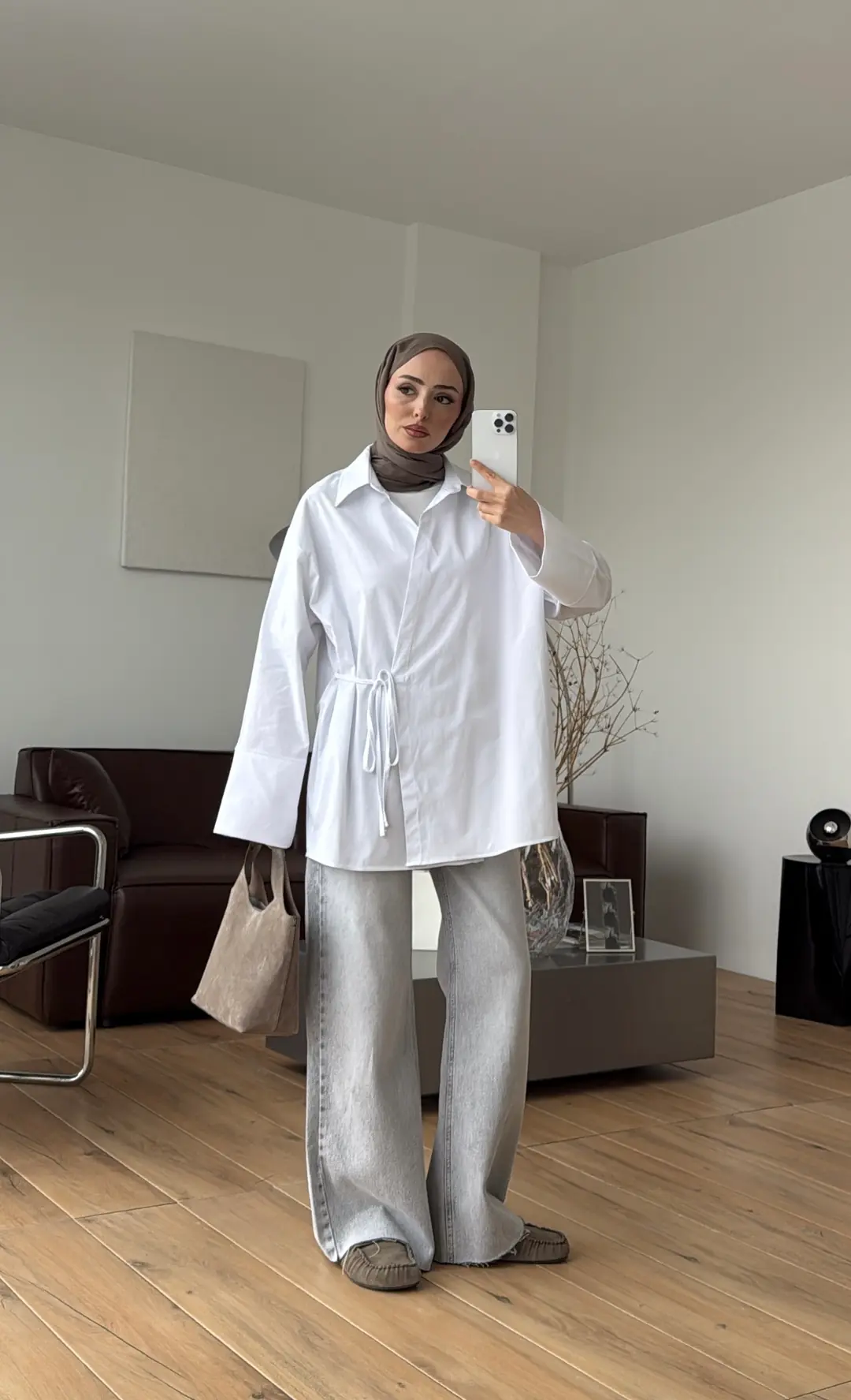 Çapraz Bağlamalı Gömlek Beyaz - Görsel 3