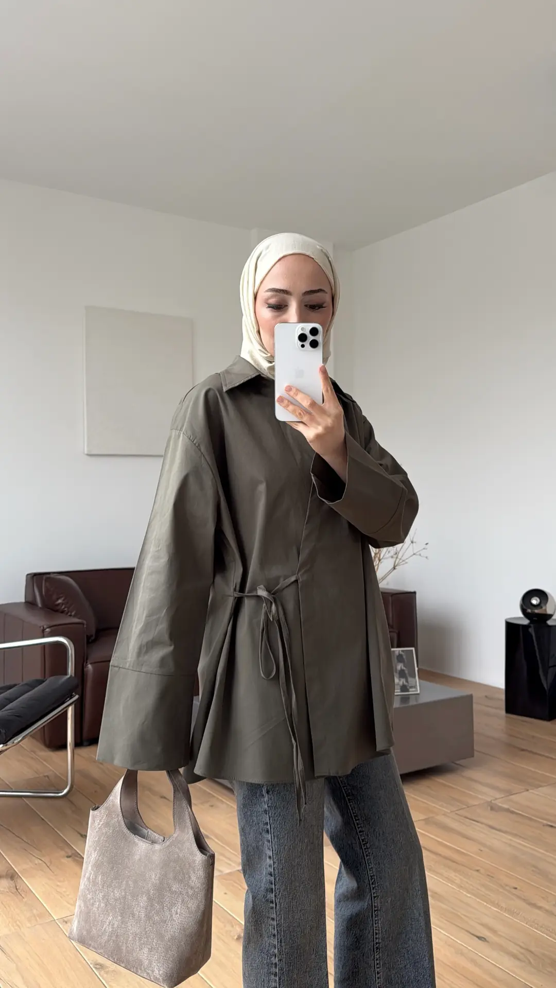 Çapraz Bağlamalı Gömlek Haki - Görsel 5