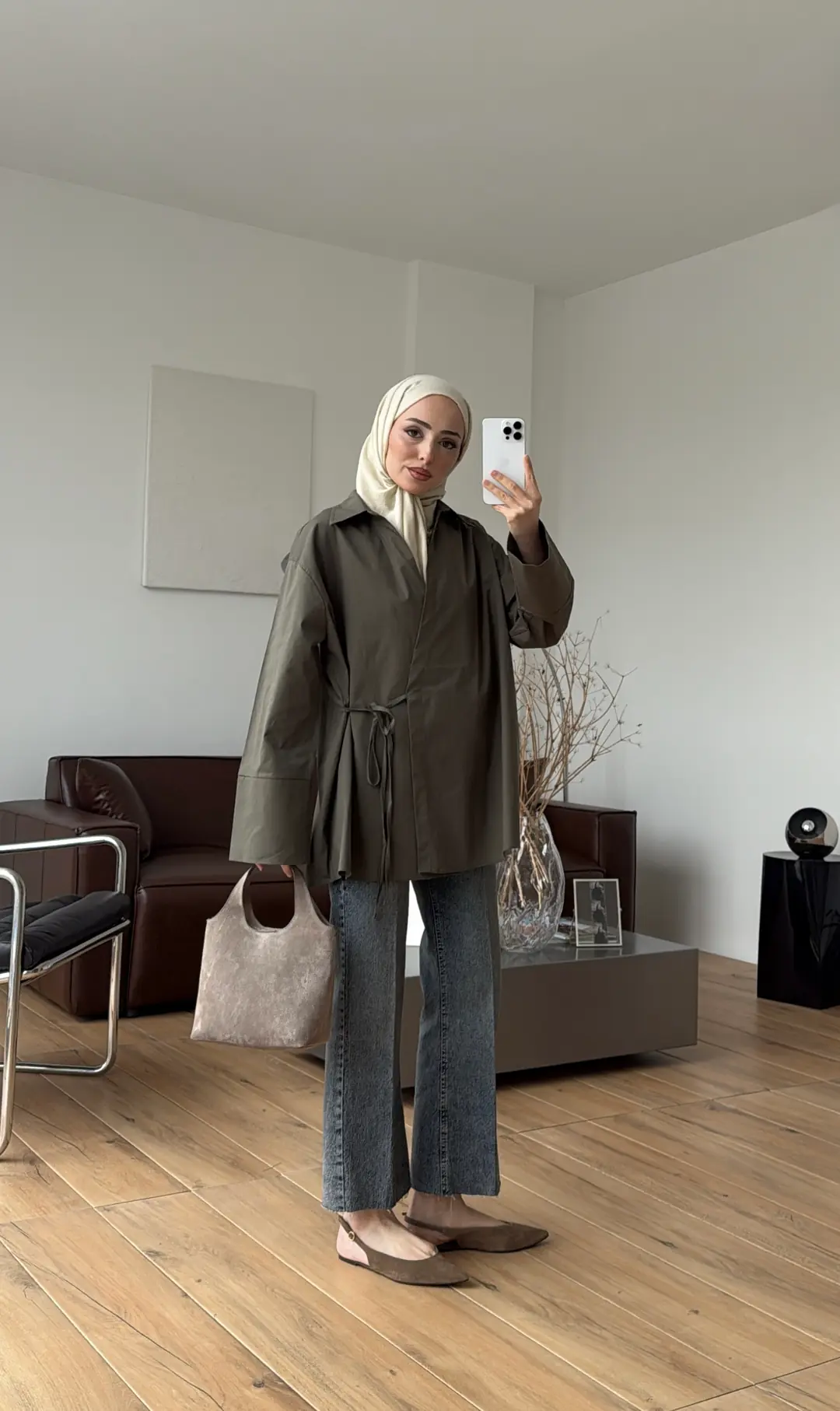 Çapraz Bağlamalı Gömlek Haki - Görsel 7