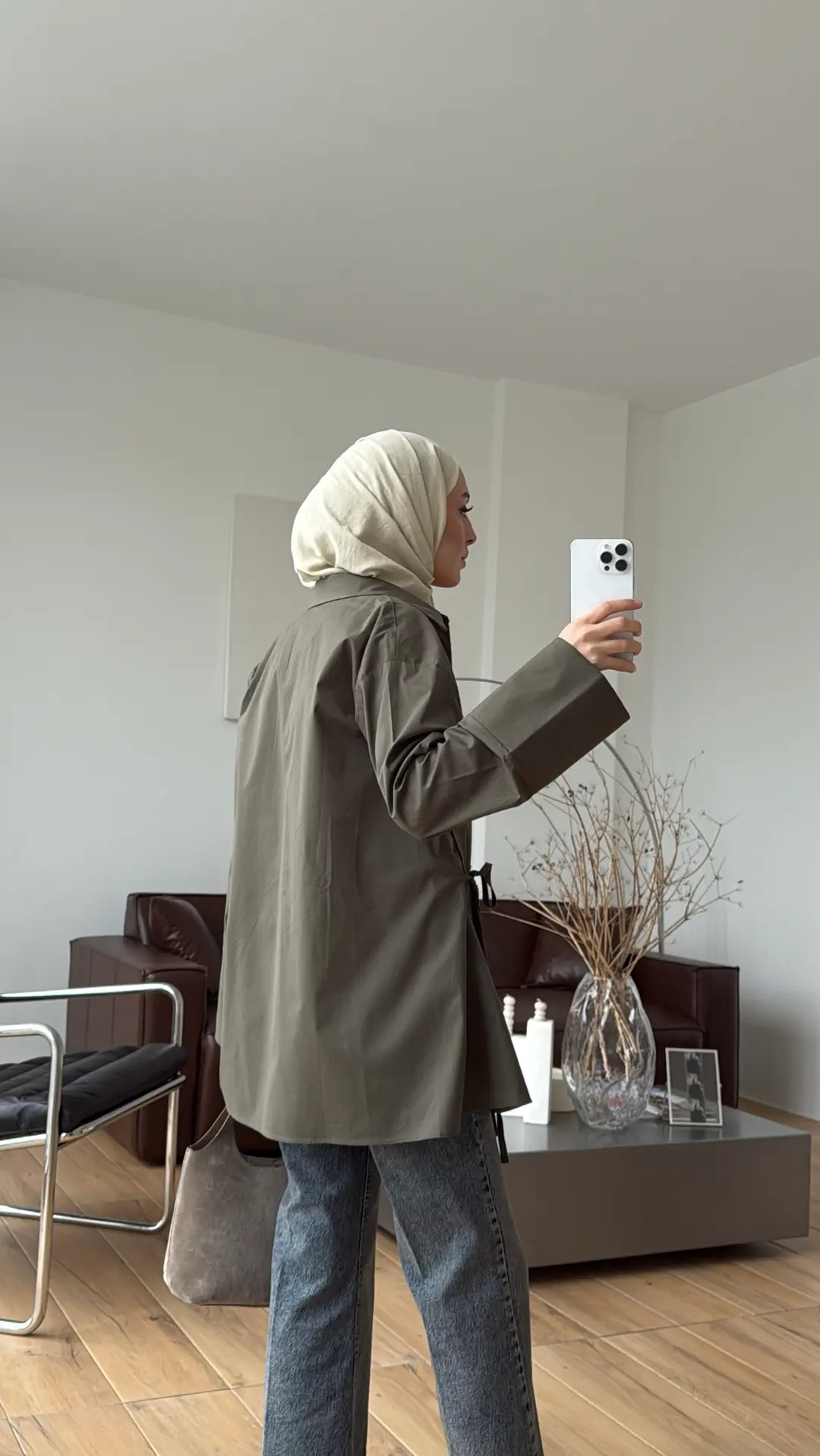 Çapraz Bağlamalı Gömlek Haki - Görsel 8