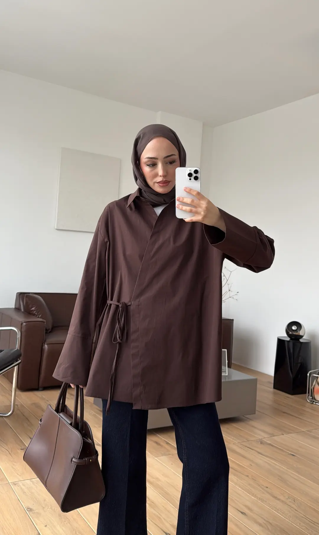 Çapraz Bağlamalı Gömlek Kahve