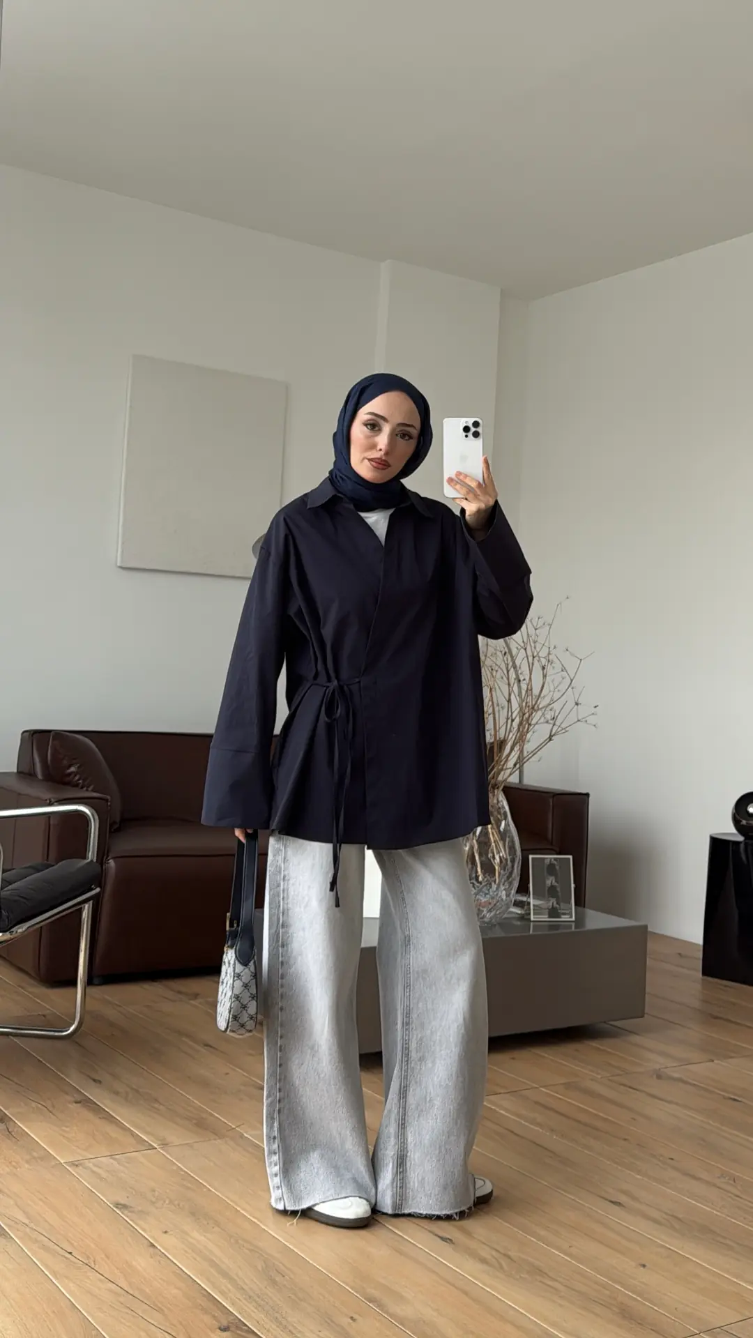 Çapraz Bağlamalı Gömlek Lacivert - Görsel 3