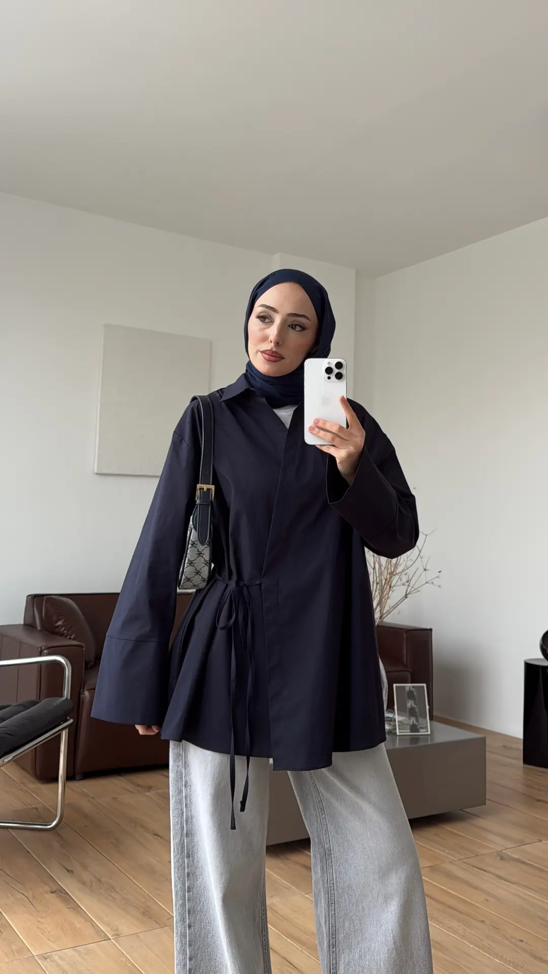 Çapraz Bağlamalı Gömlek Lacivert - Görsel 5