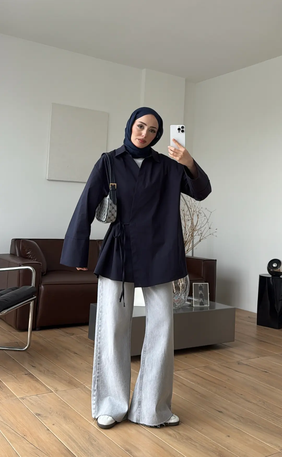 Çapraz Bağlamalı Gömlek Lacivert - Görsel 6