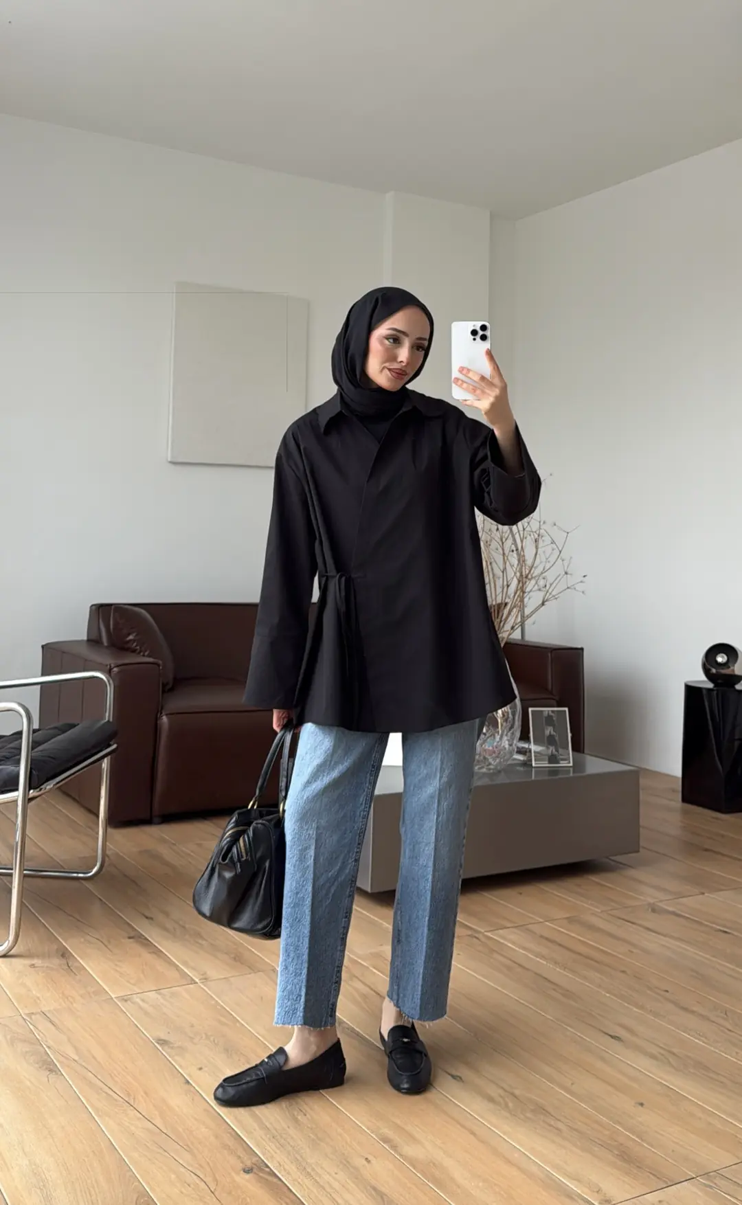 Çapraz Bağlamalı Gömlek Siyah - Görsel 5