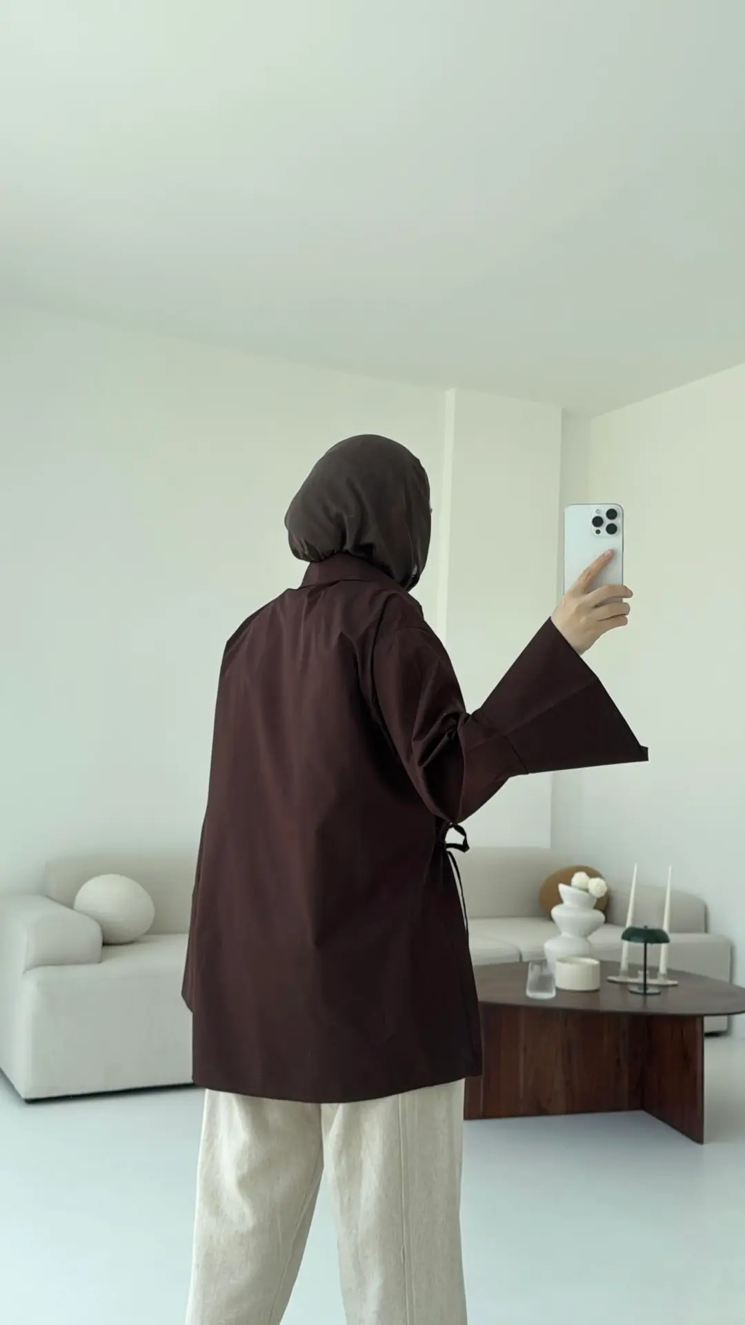 Çapraz Bağlamalı Kol Detay Gömlek Kahve