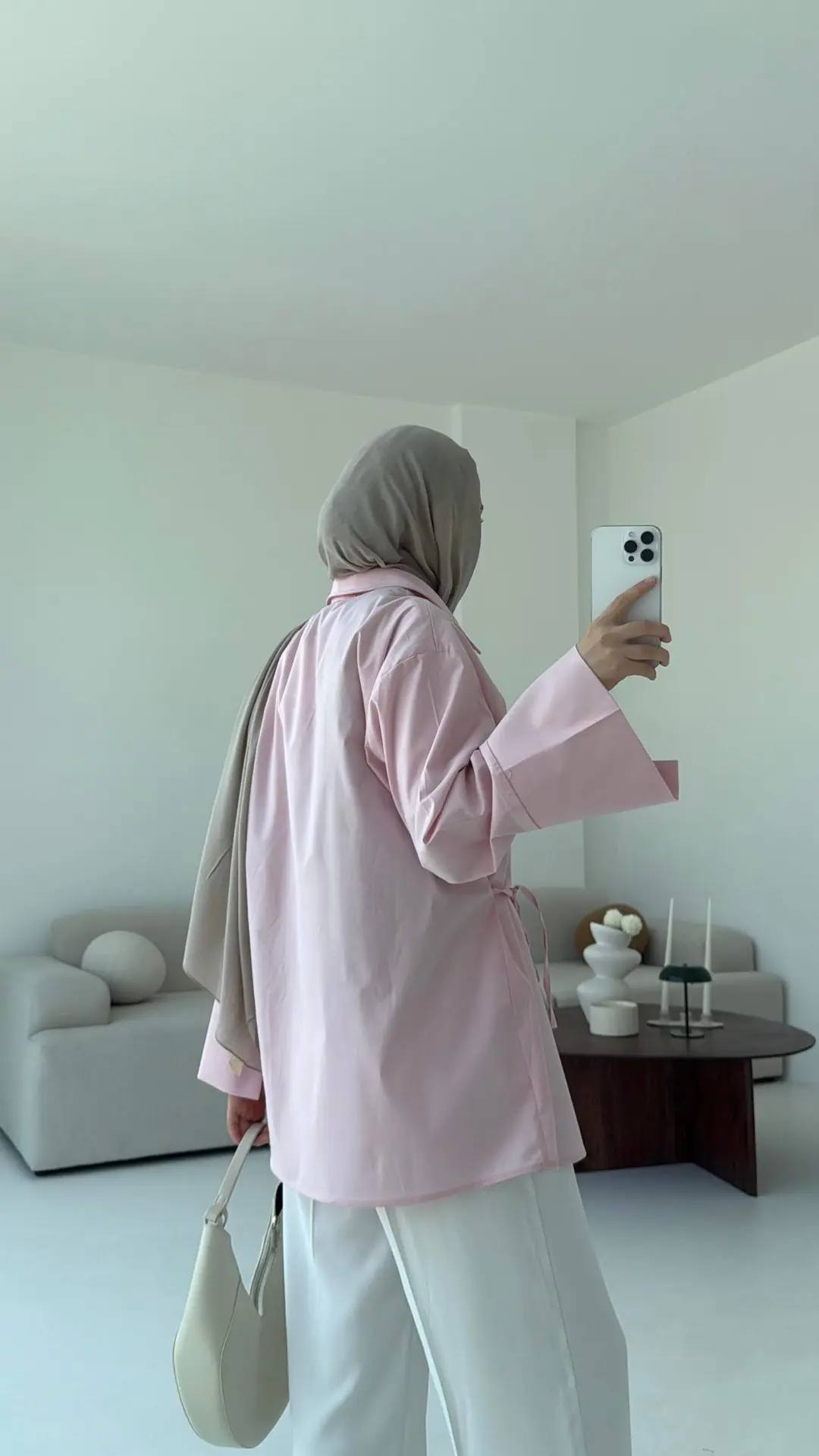 Çapraz Bağlamalı Kol Detay Gömlek Pembe - Görsel 2