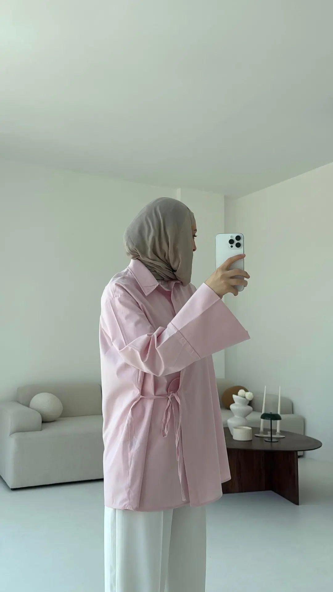 Çapraz Bağlamalı Kol Detay Gömlek Pembe - Görsel 5