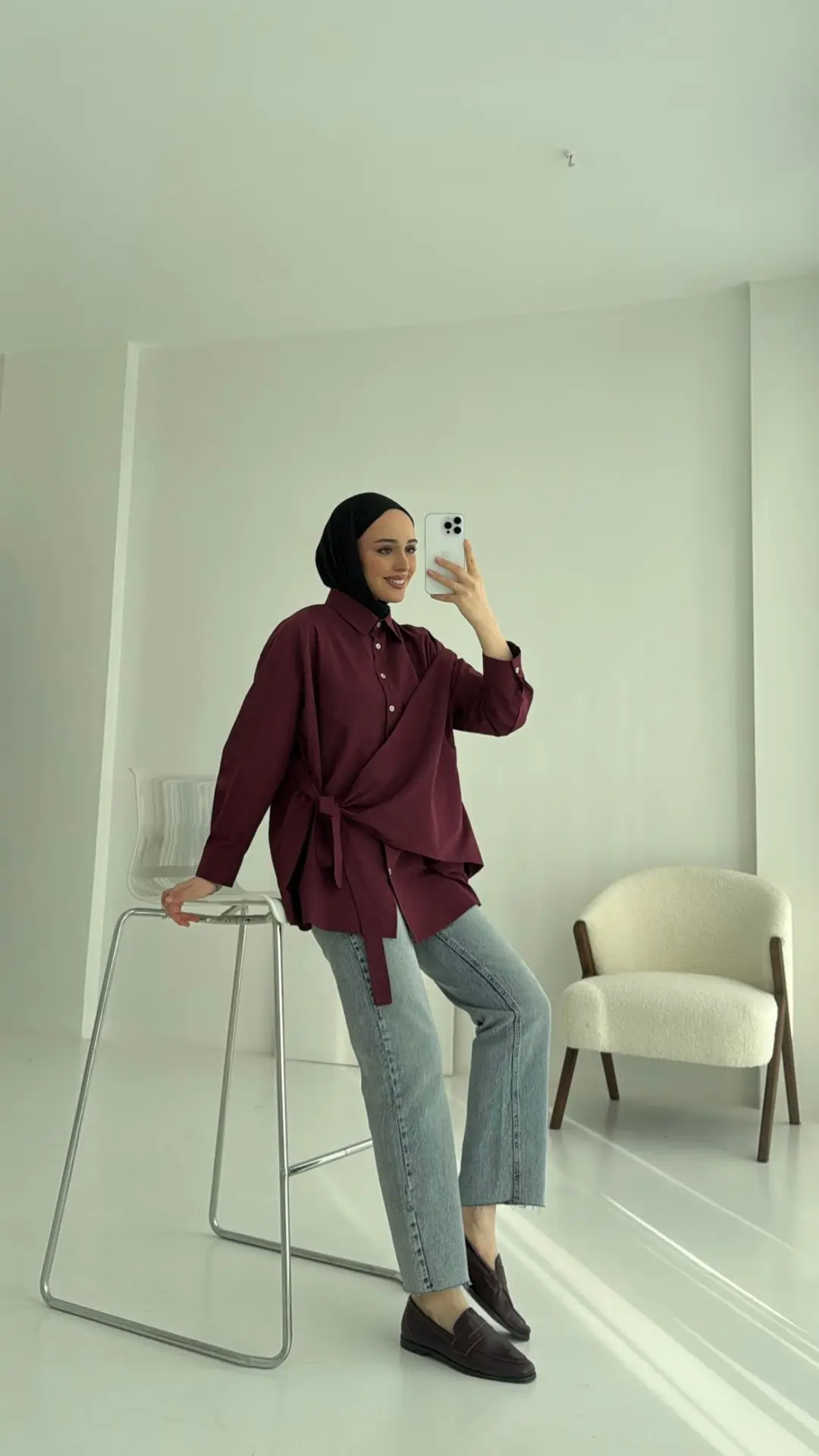 Çapraz Kuşak Gömlek Bordo