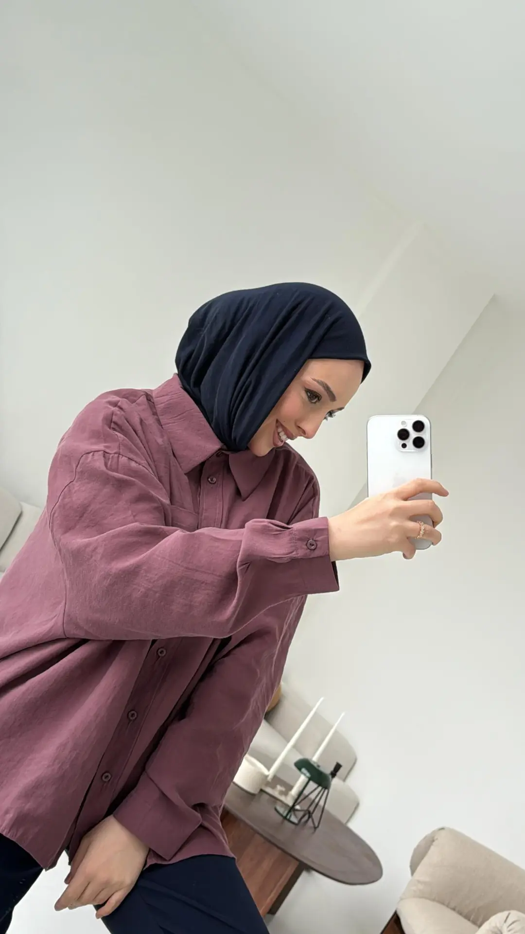 Cepli Oversize Gömlek Gül Kurusu - Görsel 2