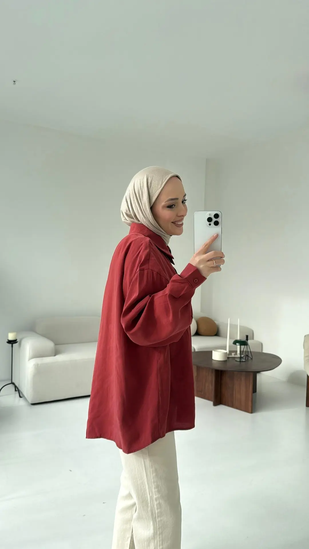 Cepli Oversize Gömlek Kiremit - Görsel 3