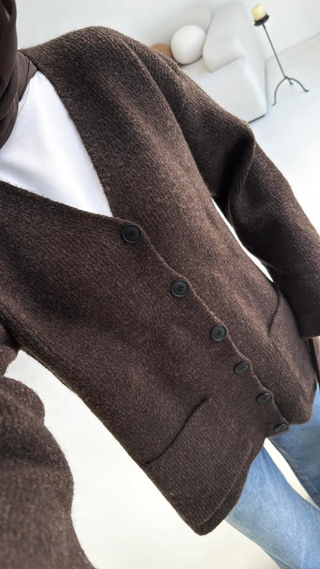 Cepli Premium Kalın Hırka Kahve - Görsel 8