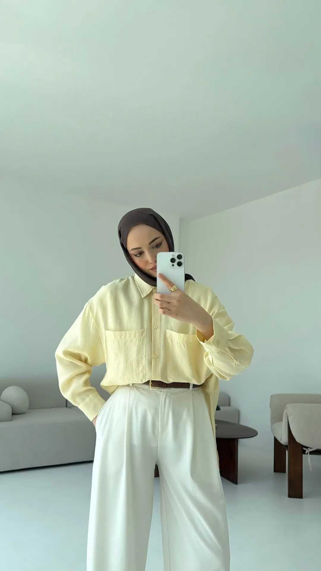 Çift Cep Gömlek Sarı - Görsel 2