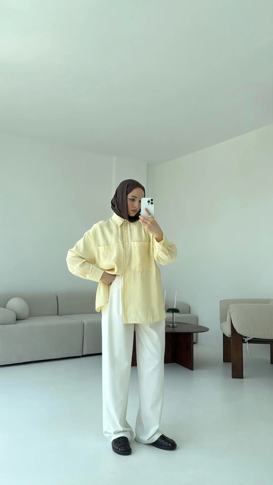 Çift Cep Gömlek Sarı - Görsel 4