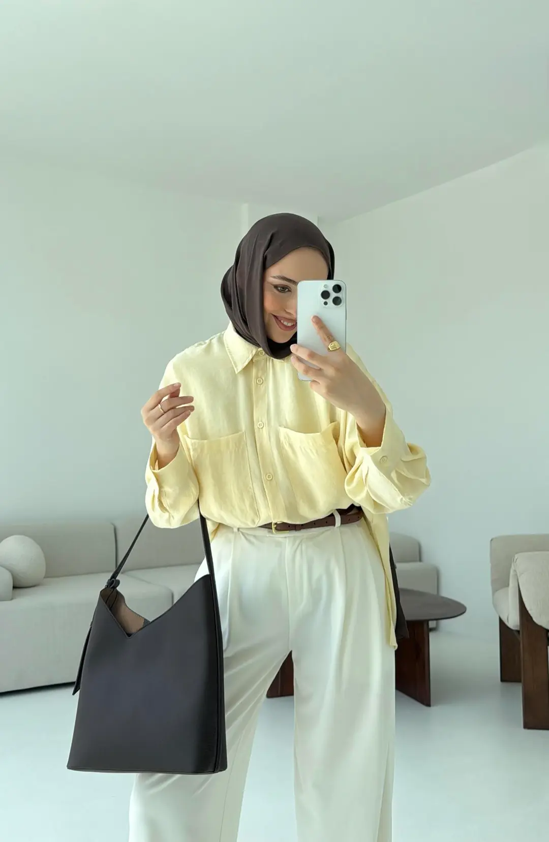 Çift Cep Gömlek Sarı - Görsel 8