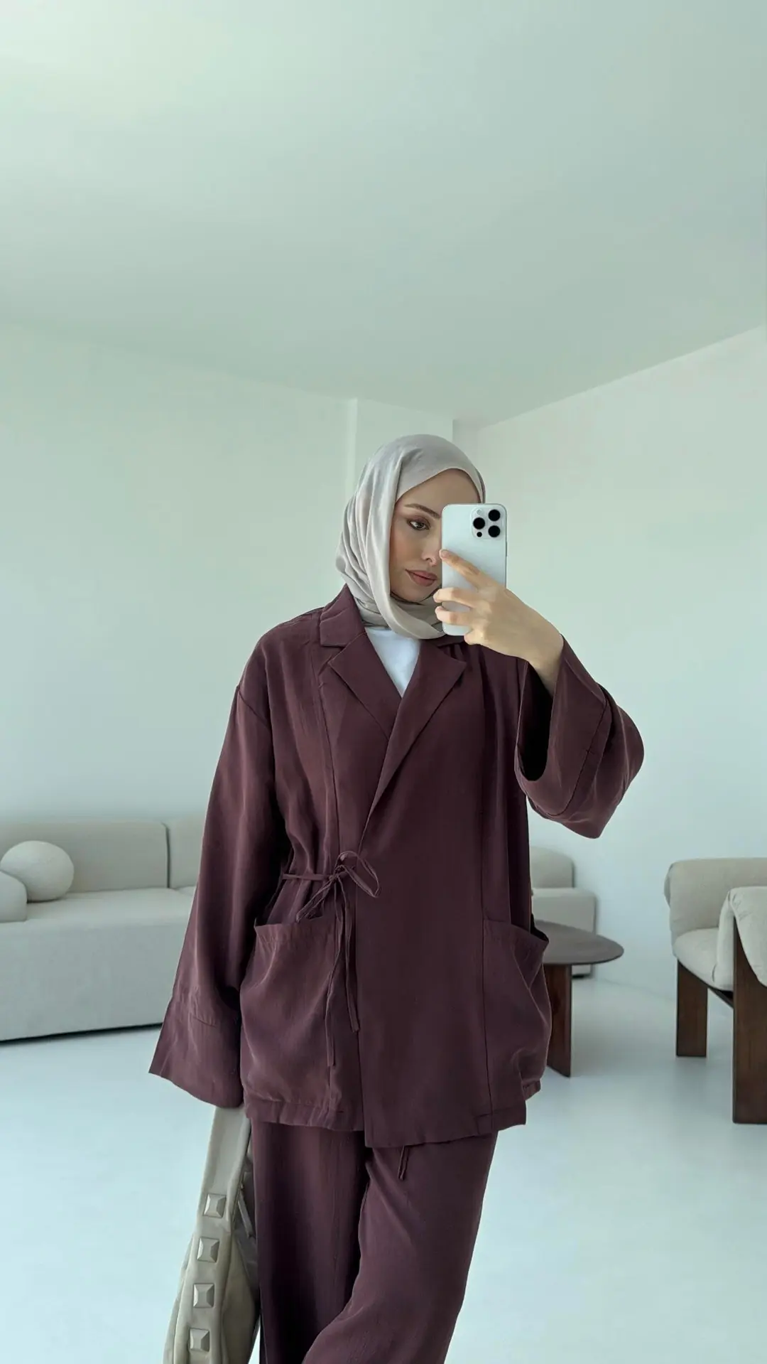 Çift Cepli Takım Açık Bordo - Görsel 2