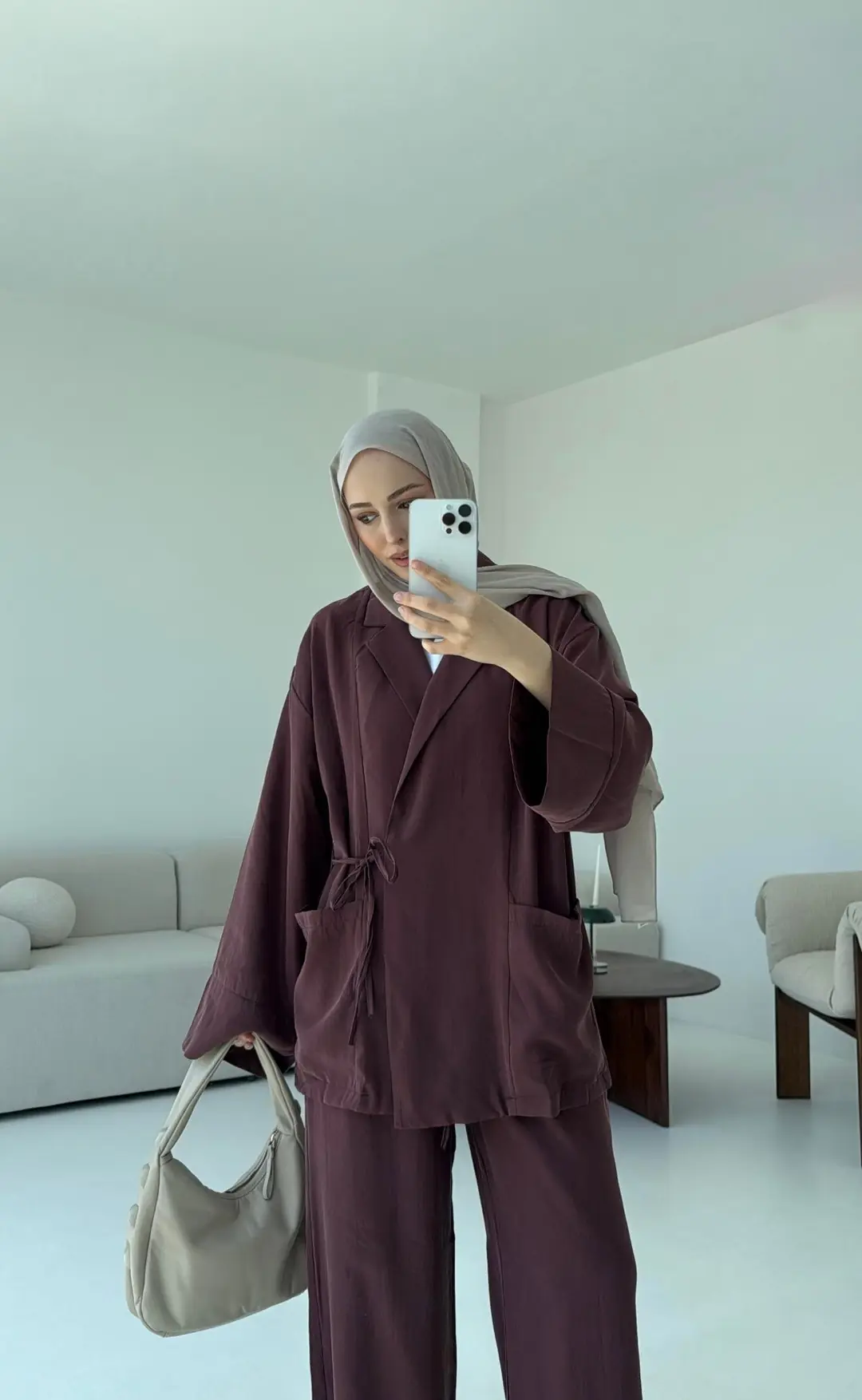 Çift Cepli Takım Açık Bordo - Görsel 6