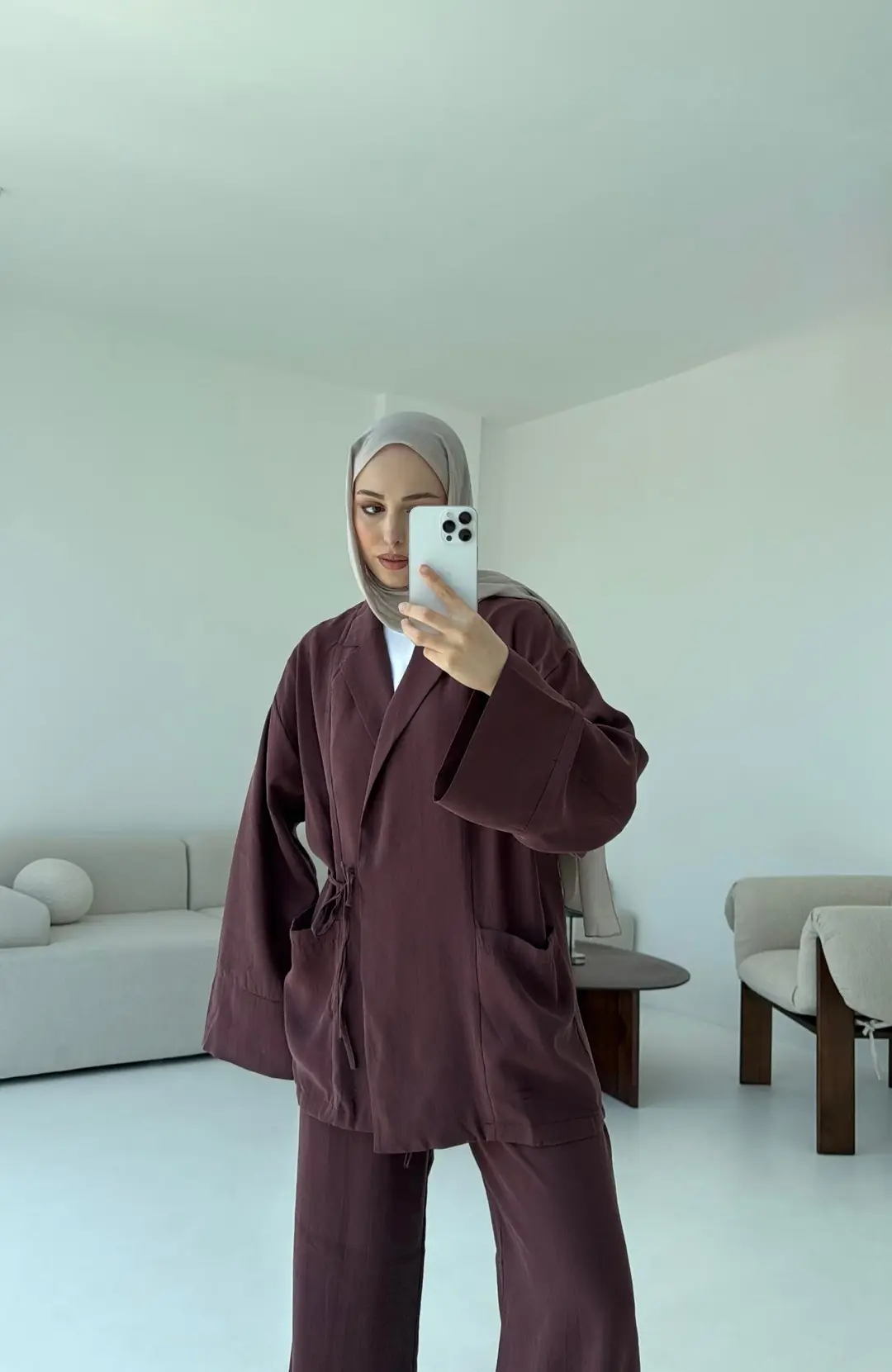 Çift Cepli Takım Açık Bordo - Görsel 8