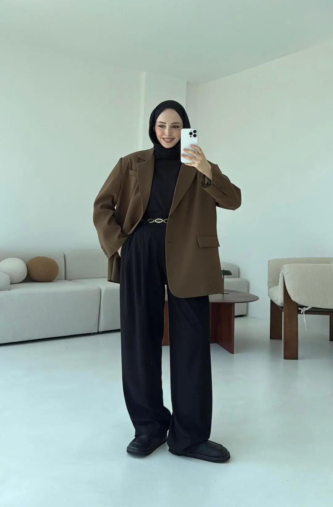 Çift Dügmeli Oversize Blazer Ceket - Görsel 5