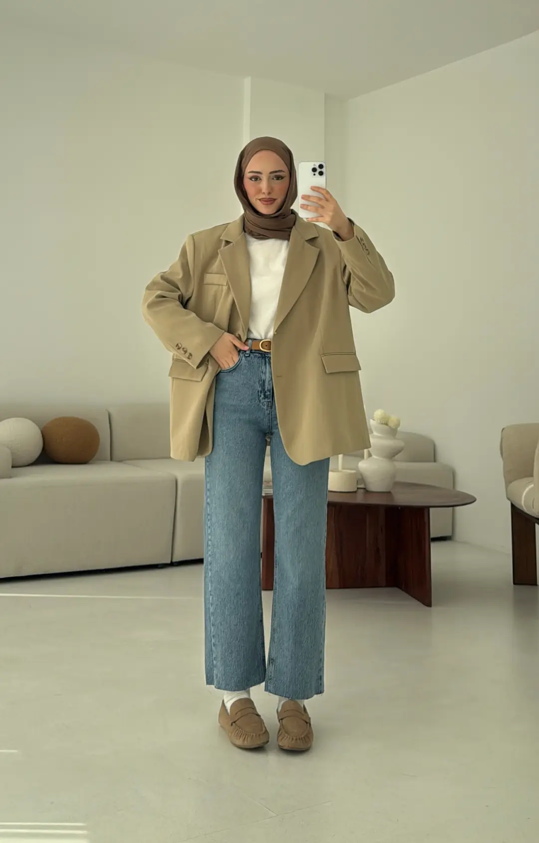 Çift Dügmeli Oversize Blazer Ceket Olive - Görsel 9