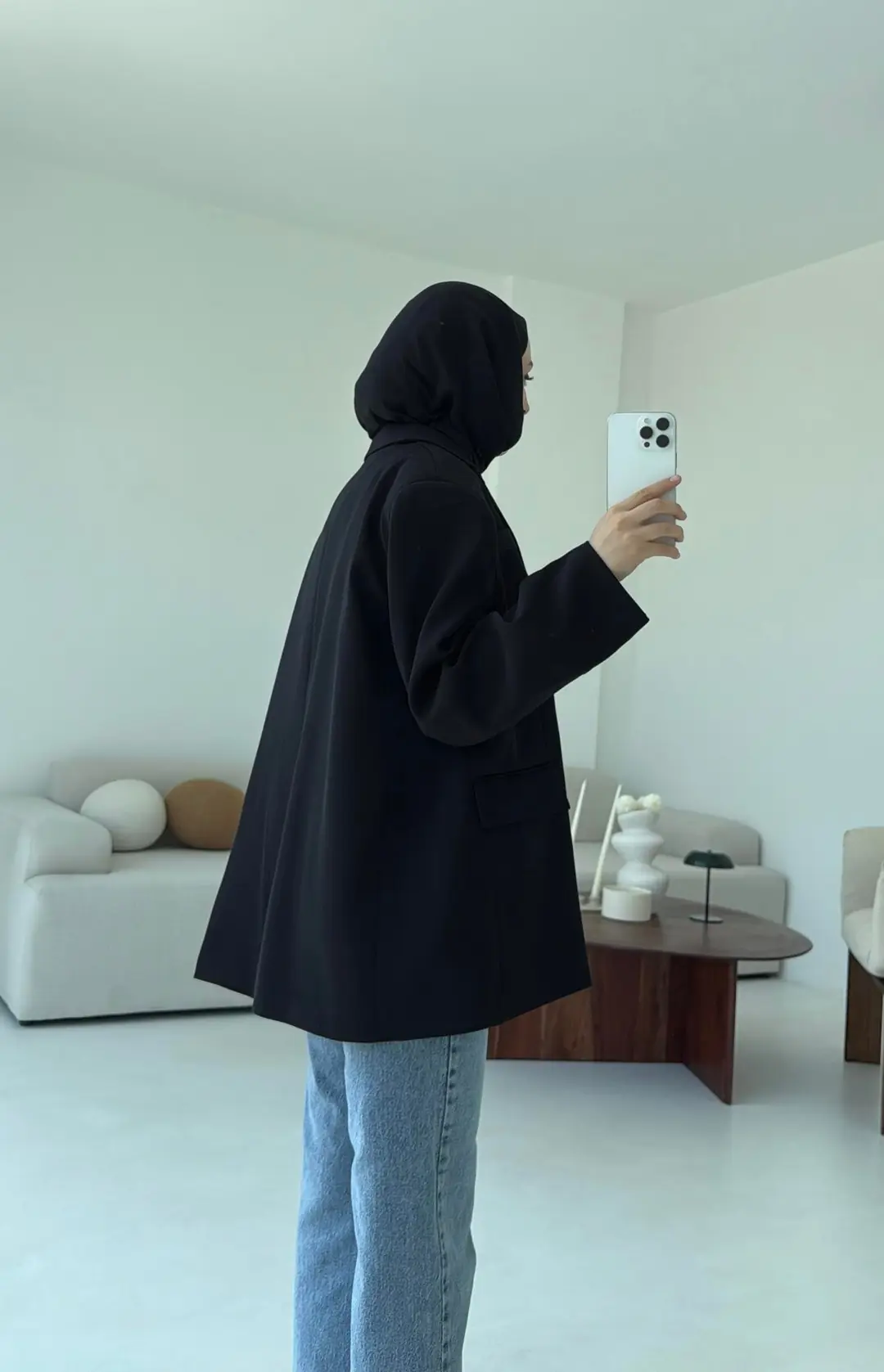 Çift Dügmeli Oversize Blazer Ceket Siyah - Görsel 7