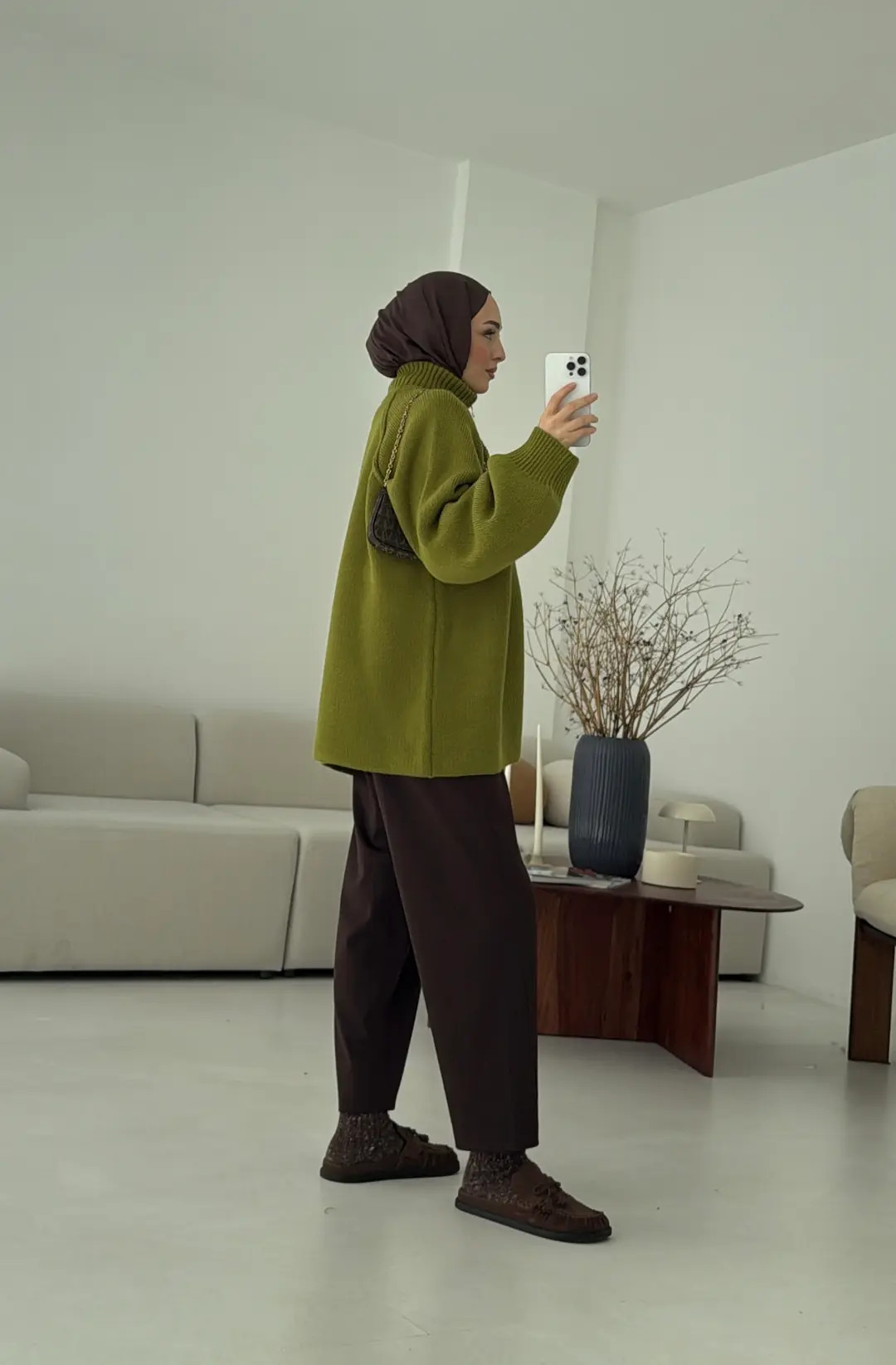 Çift Fermuarlı Hırka Yeşil - Görsel 2